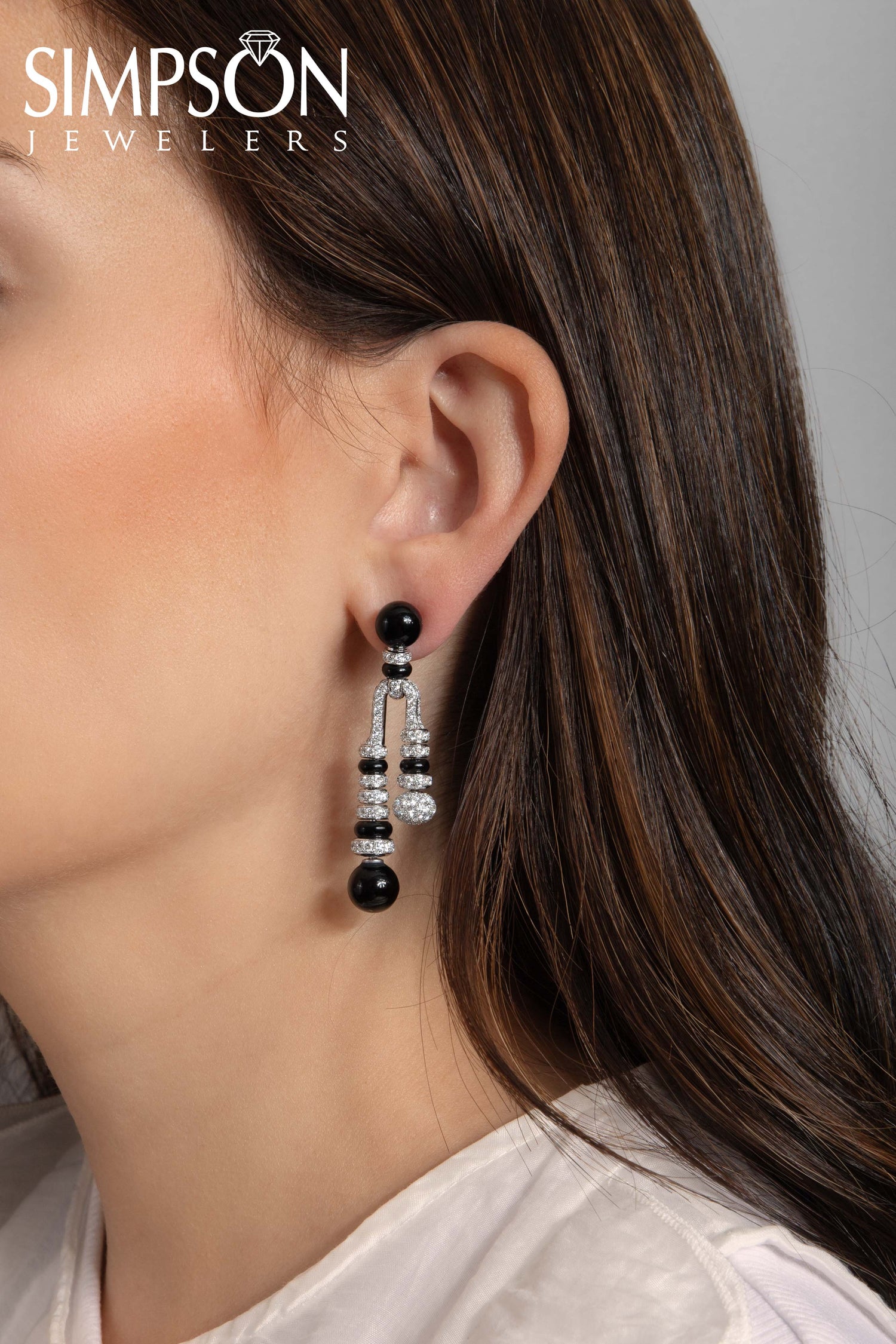 Black Onyx and Diamond Drop Earrings