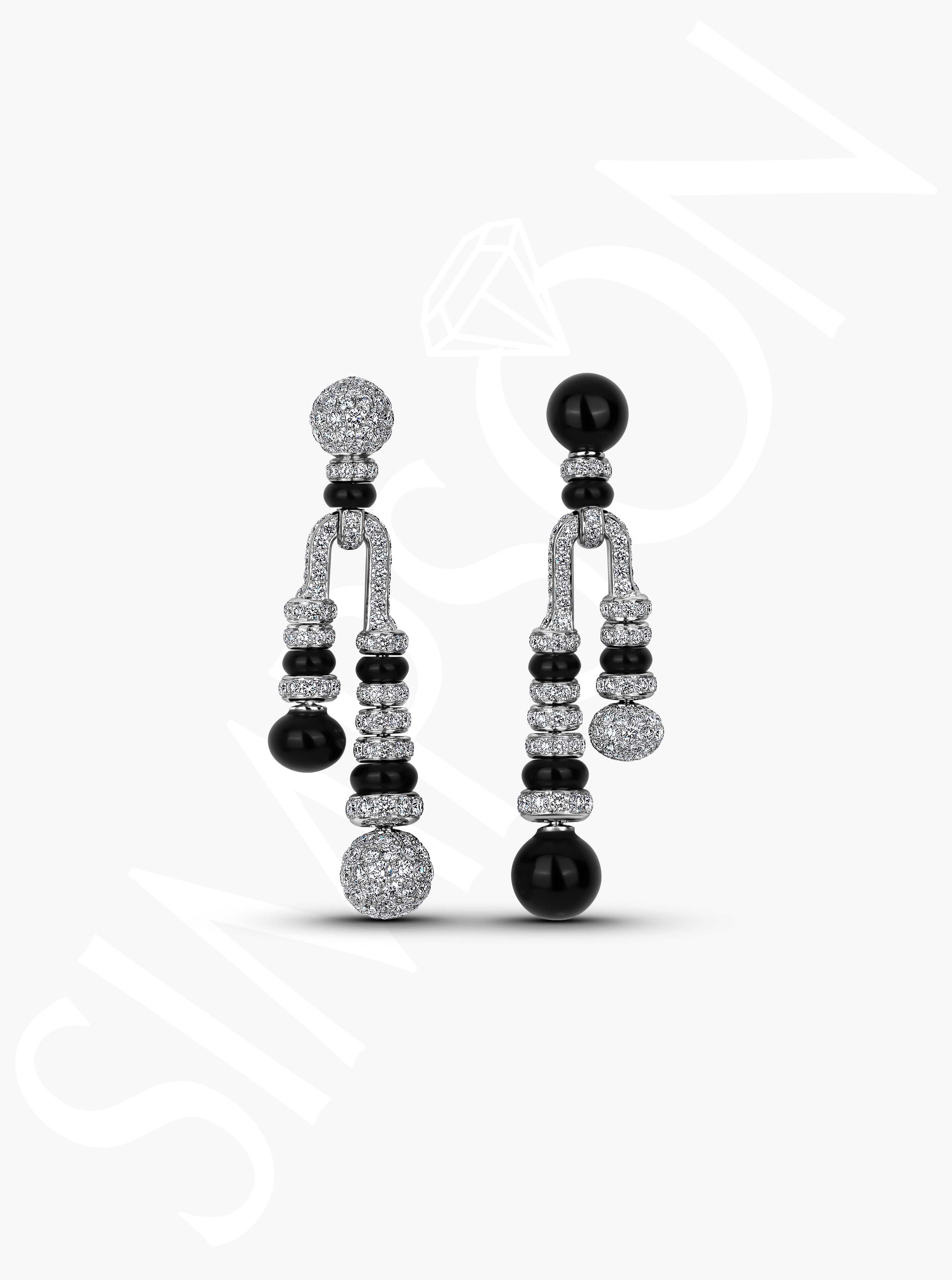 Black Onyx and Diamond Drop Earrings