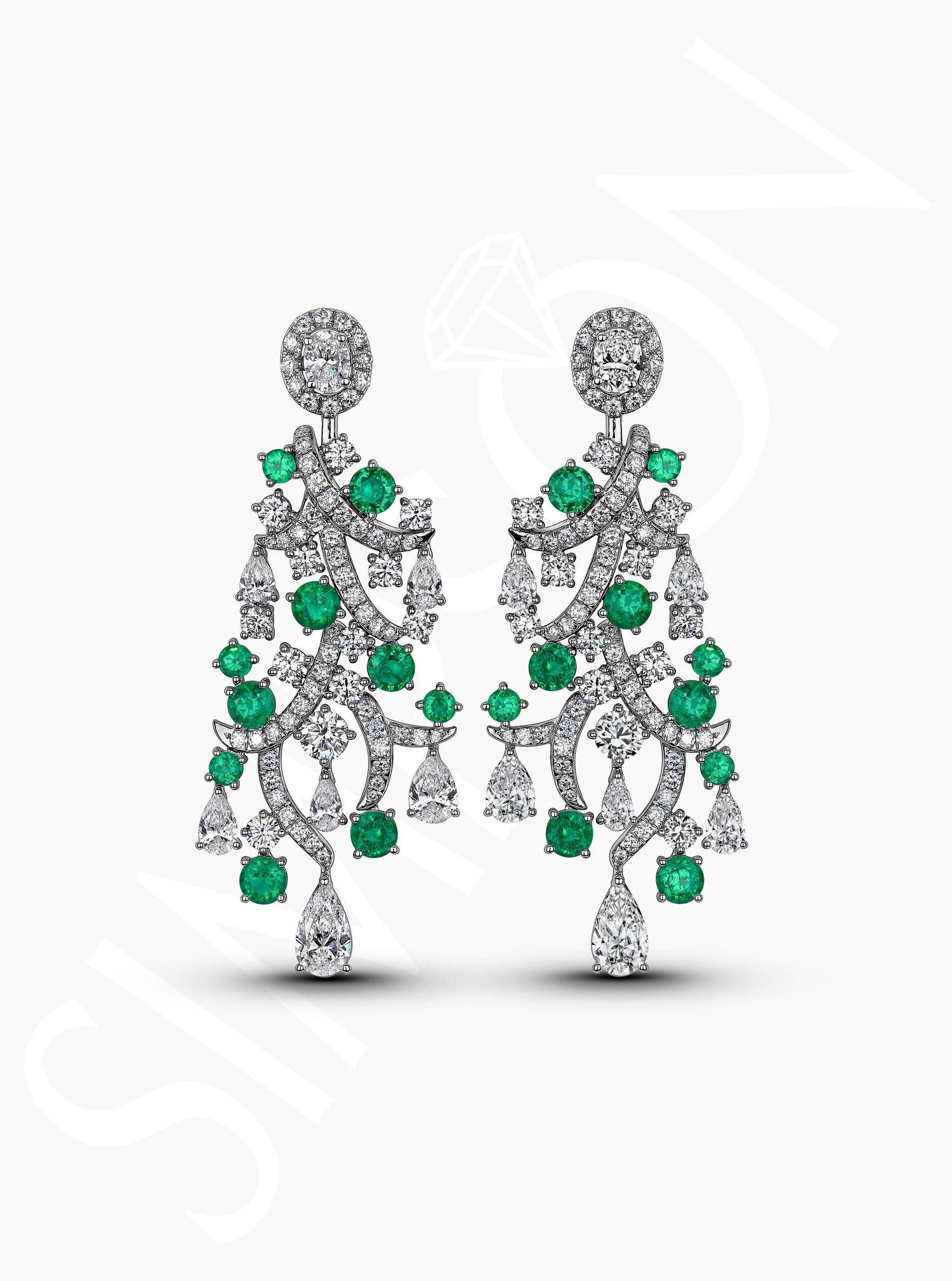 Emerald And Diamond Chandelier Earrings