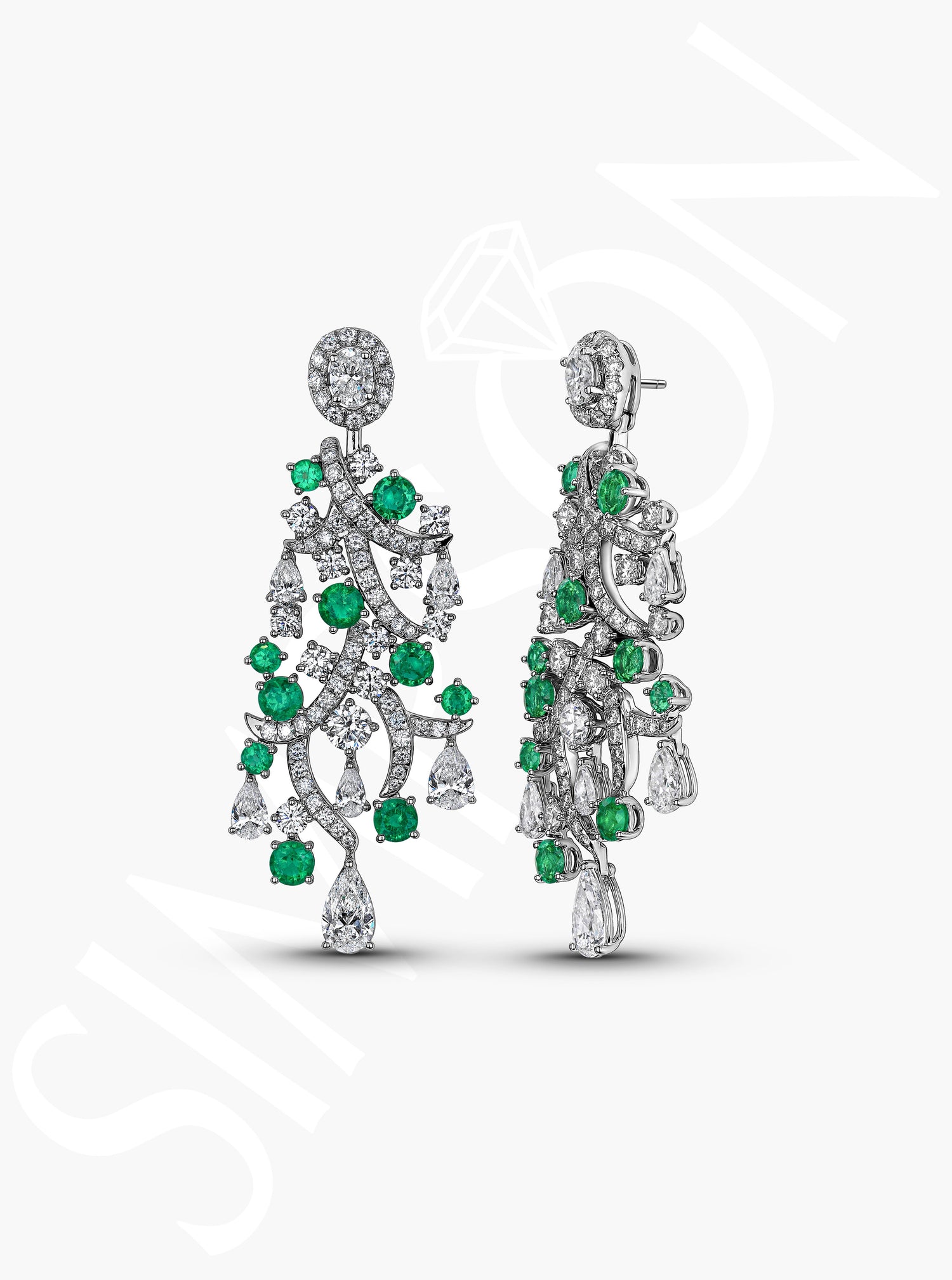 Emerald And Diamond Chandelier Earrings
