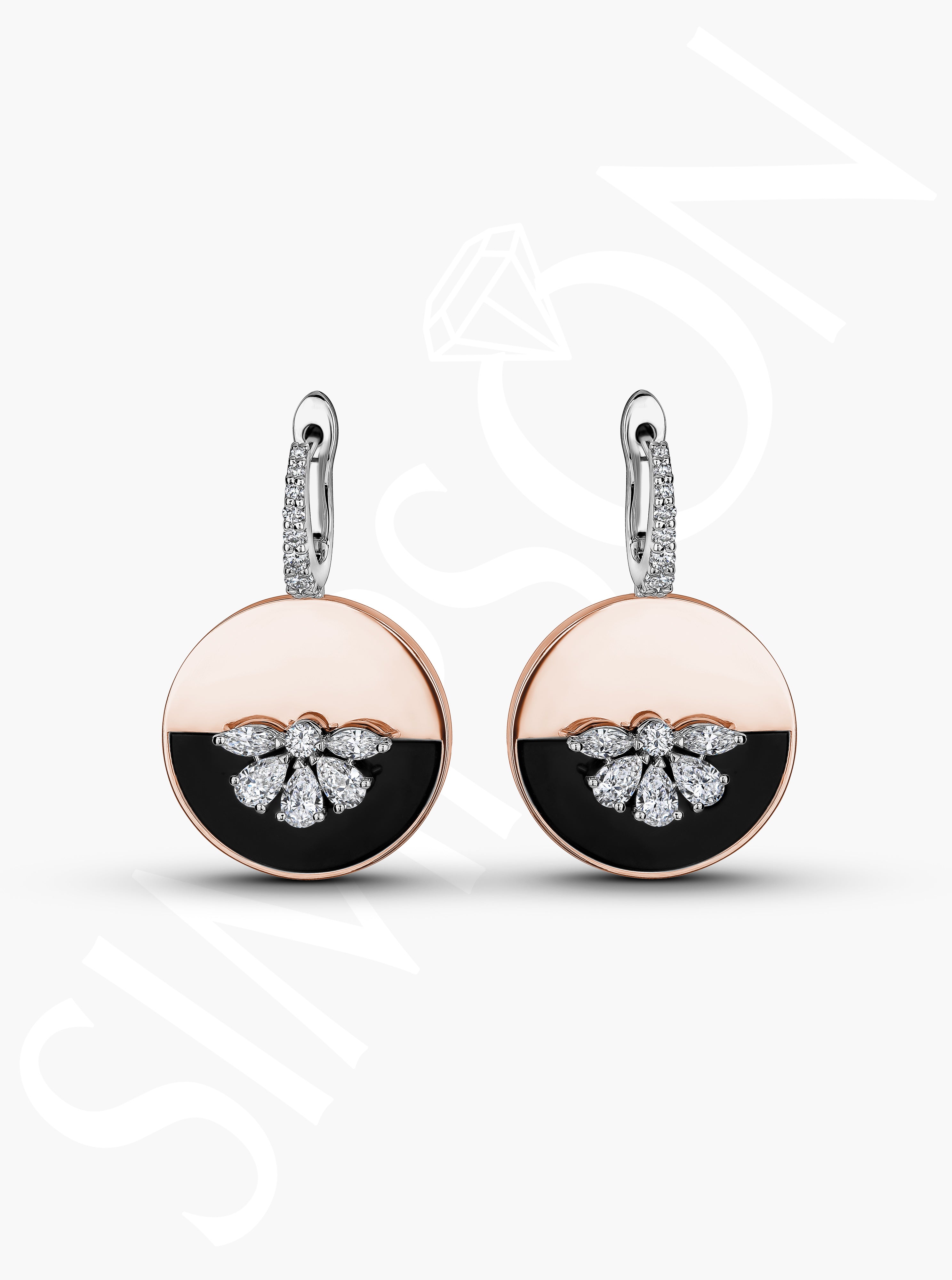 Black Onyx & Diamond Drop Earrings
