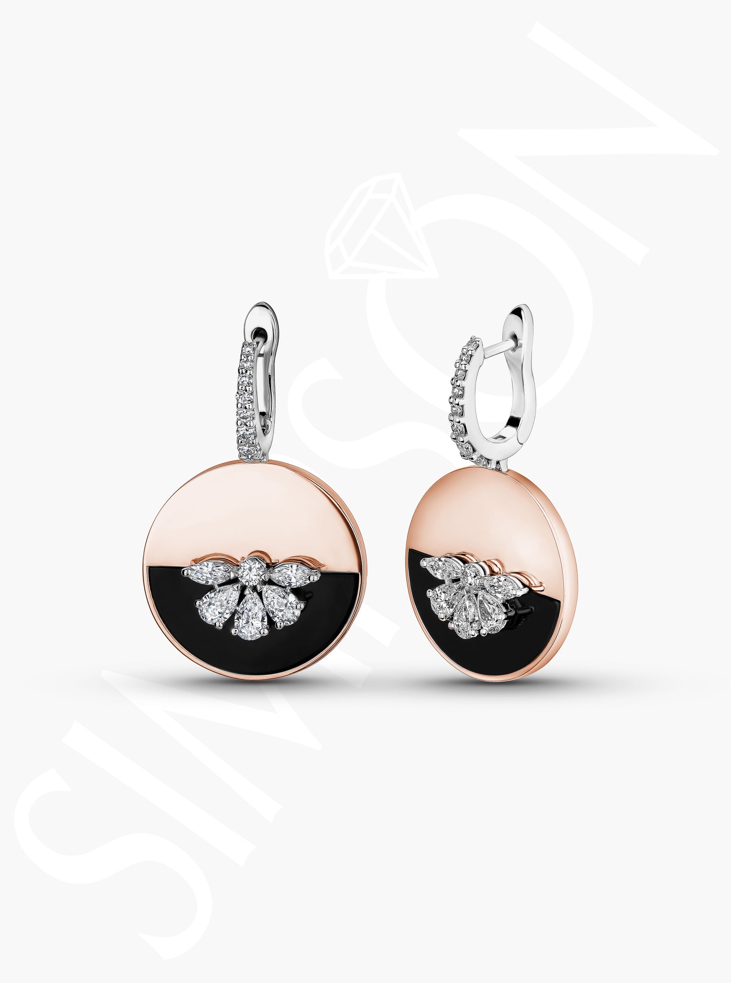 Black Onyx & Diamond Drop Earrings