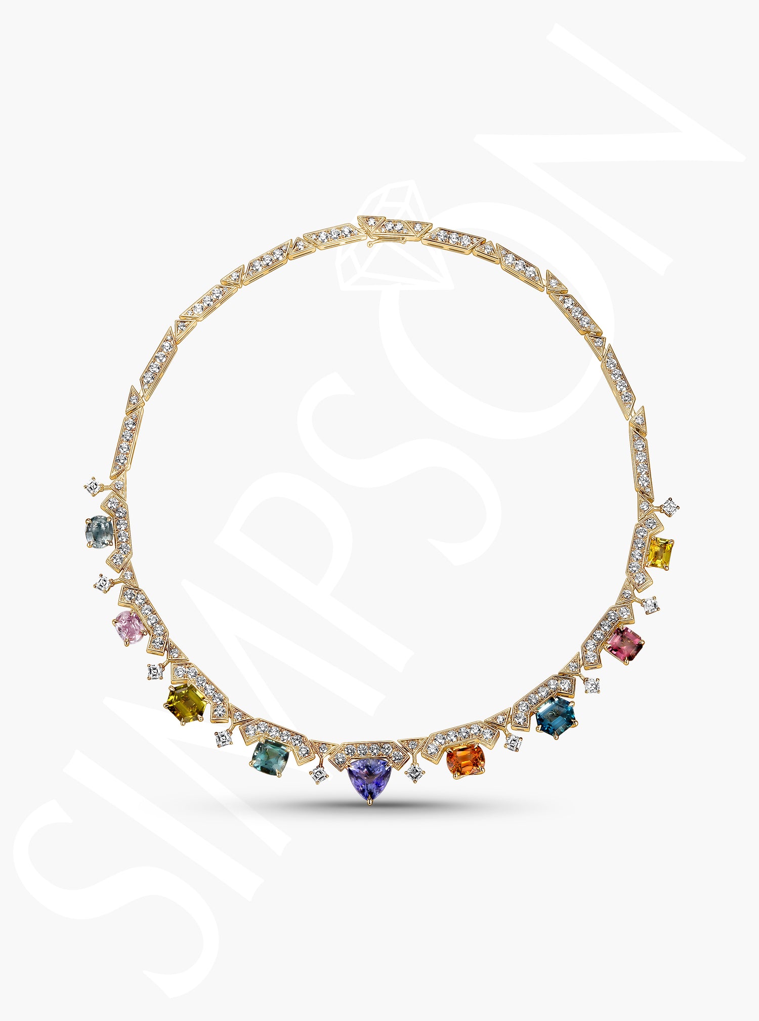 Multicolor Gemstone Diamond Necklace