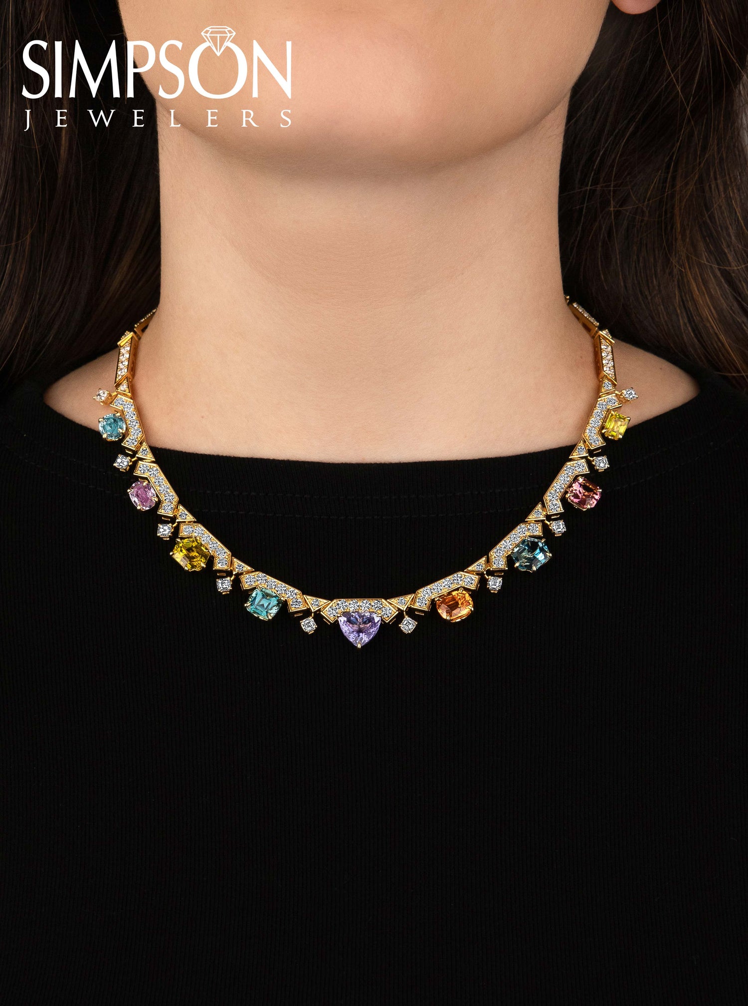 Multicolor Gemstone Diamond Necklace