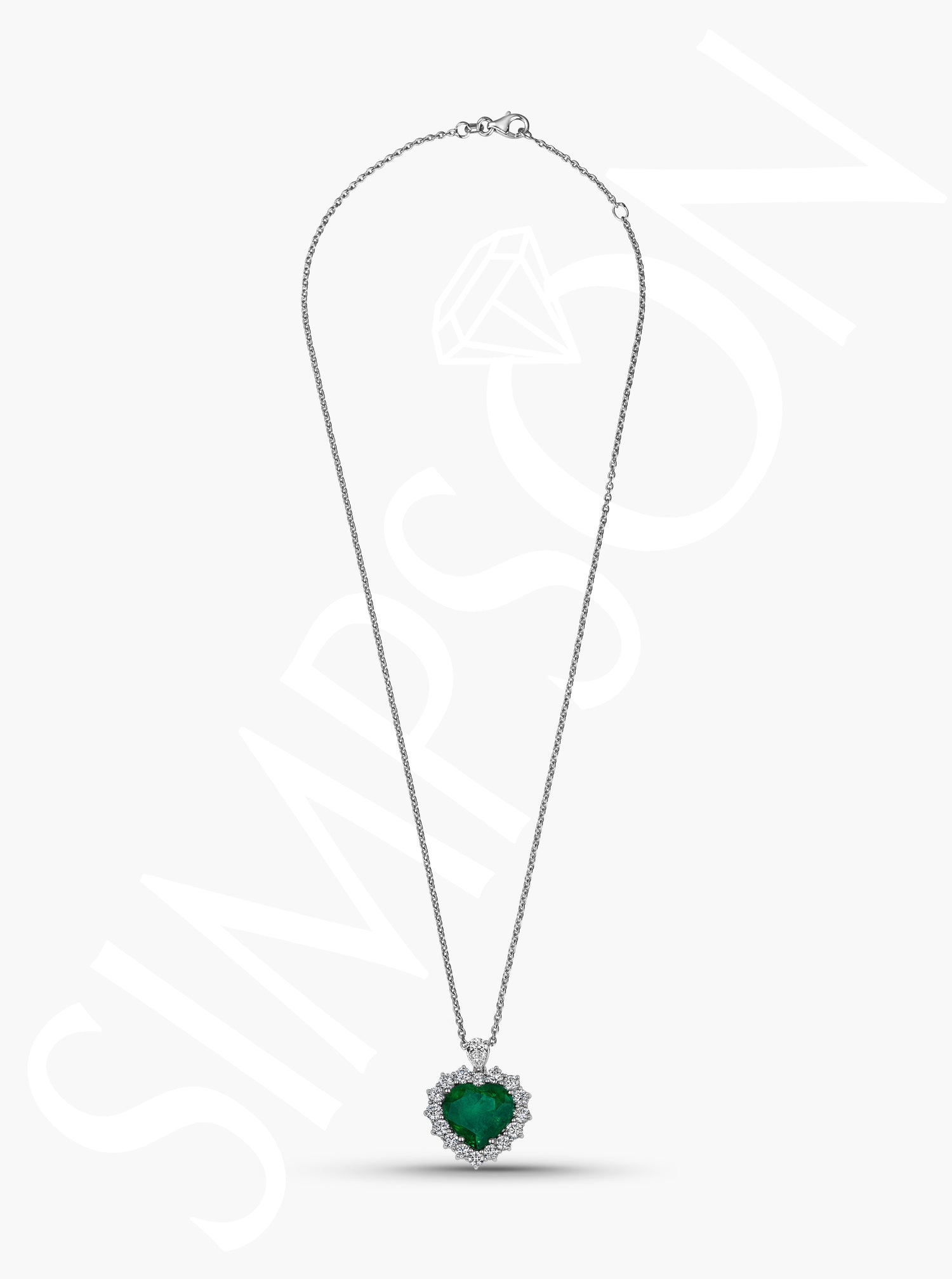 Heart-Shaped Emerald Pendant With Diamond Halo