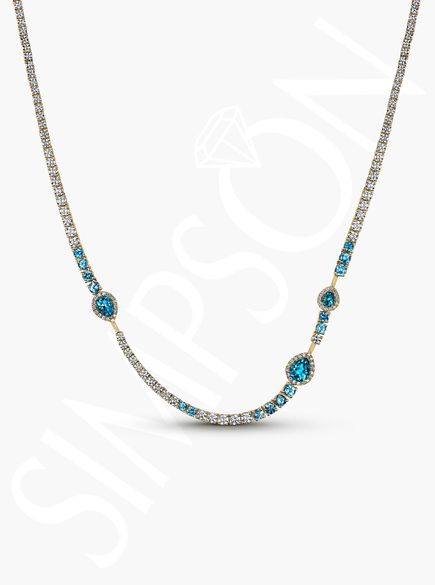 Blue Apatite Diamond Necklace