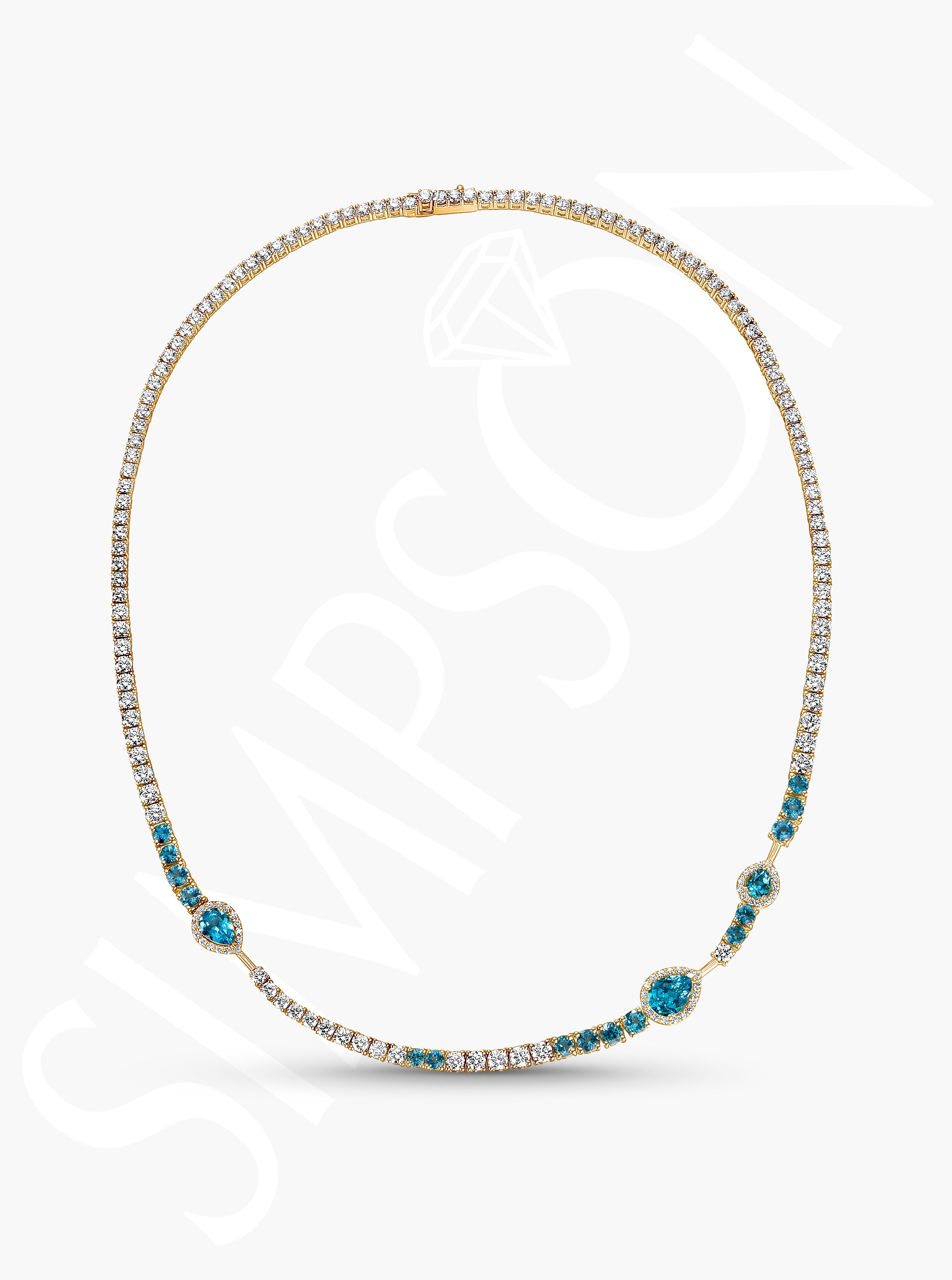 Blue Apatite Diamond Necklace