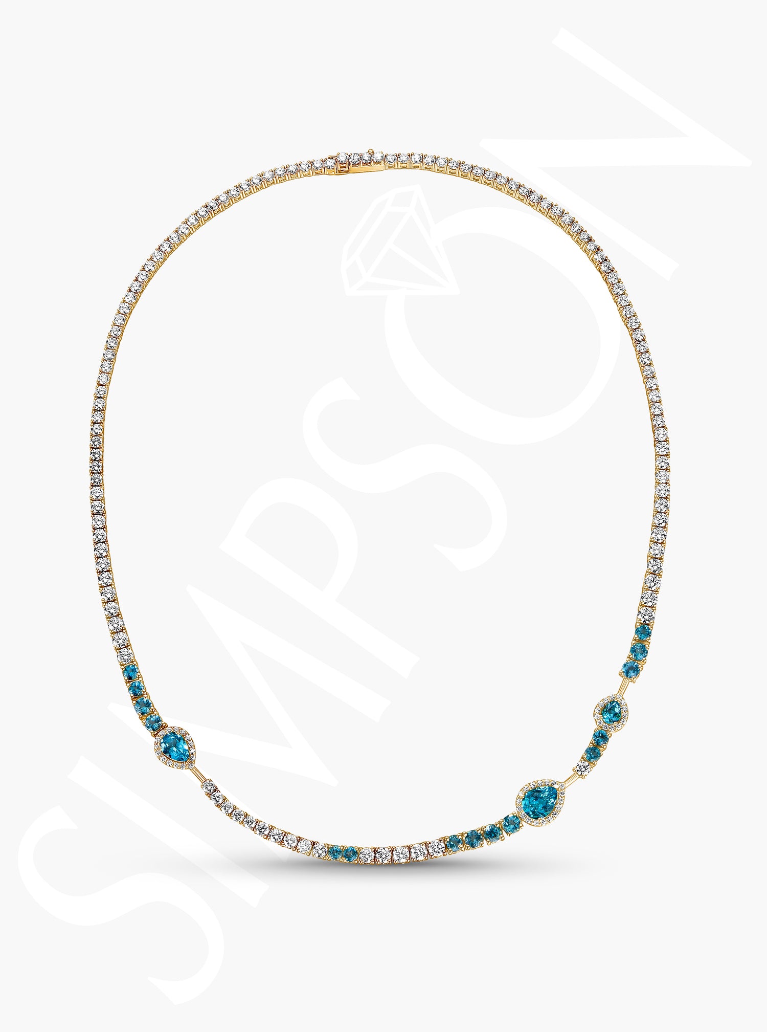 Blue Apatite Diamond Necklace