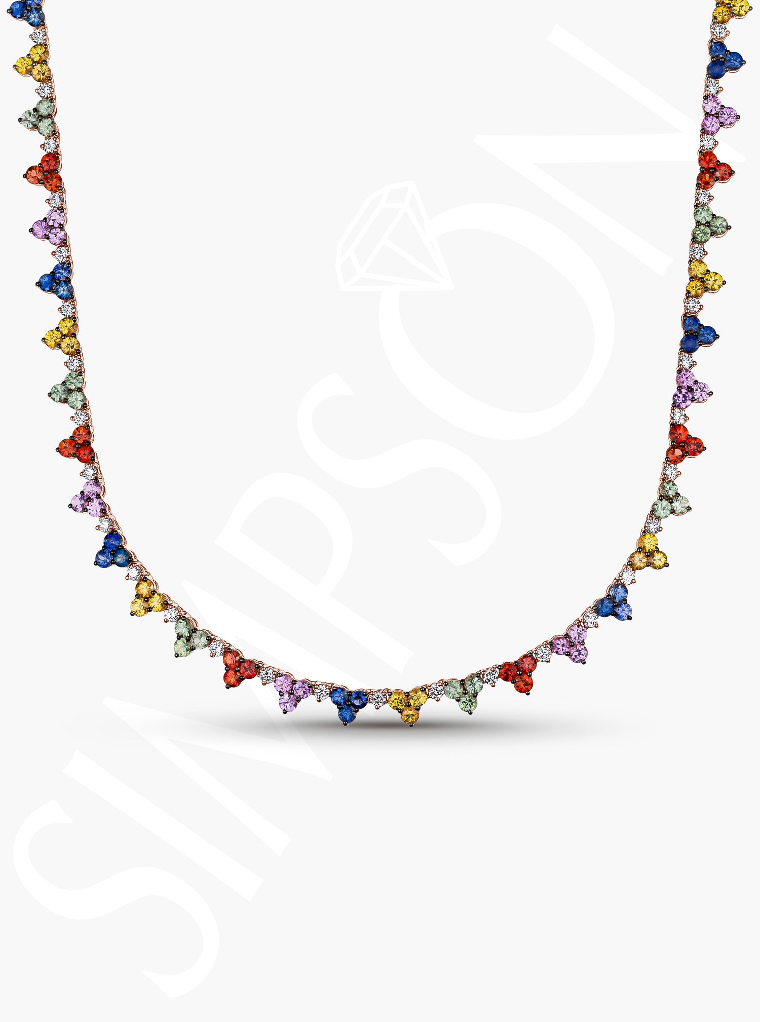 Prismatic Gemstone and Diamond Necklace