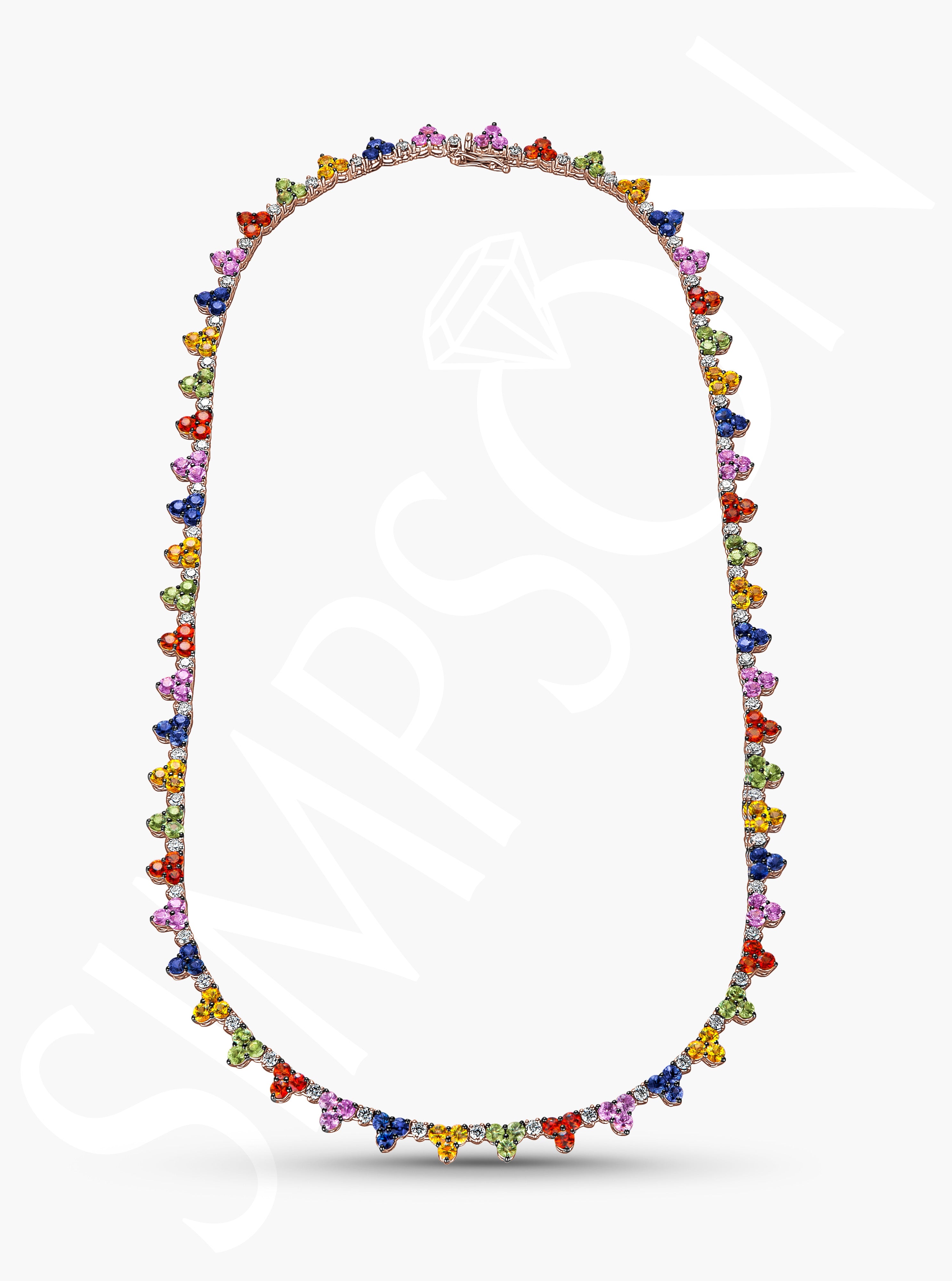 Prismatic Gemstone and Diamond Necklace