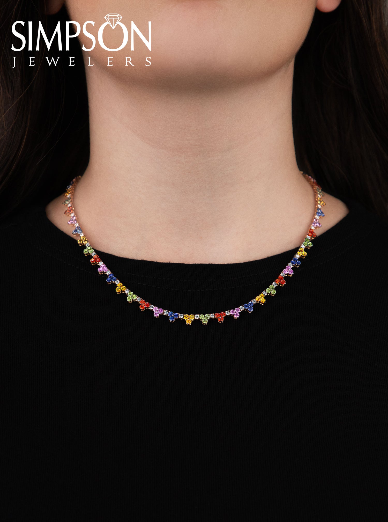 Prismatic Gemstone and Diamond Necklace