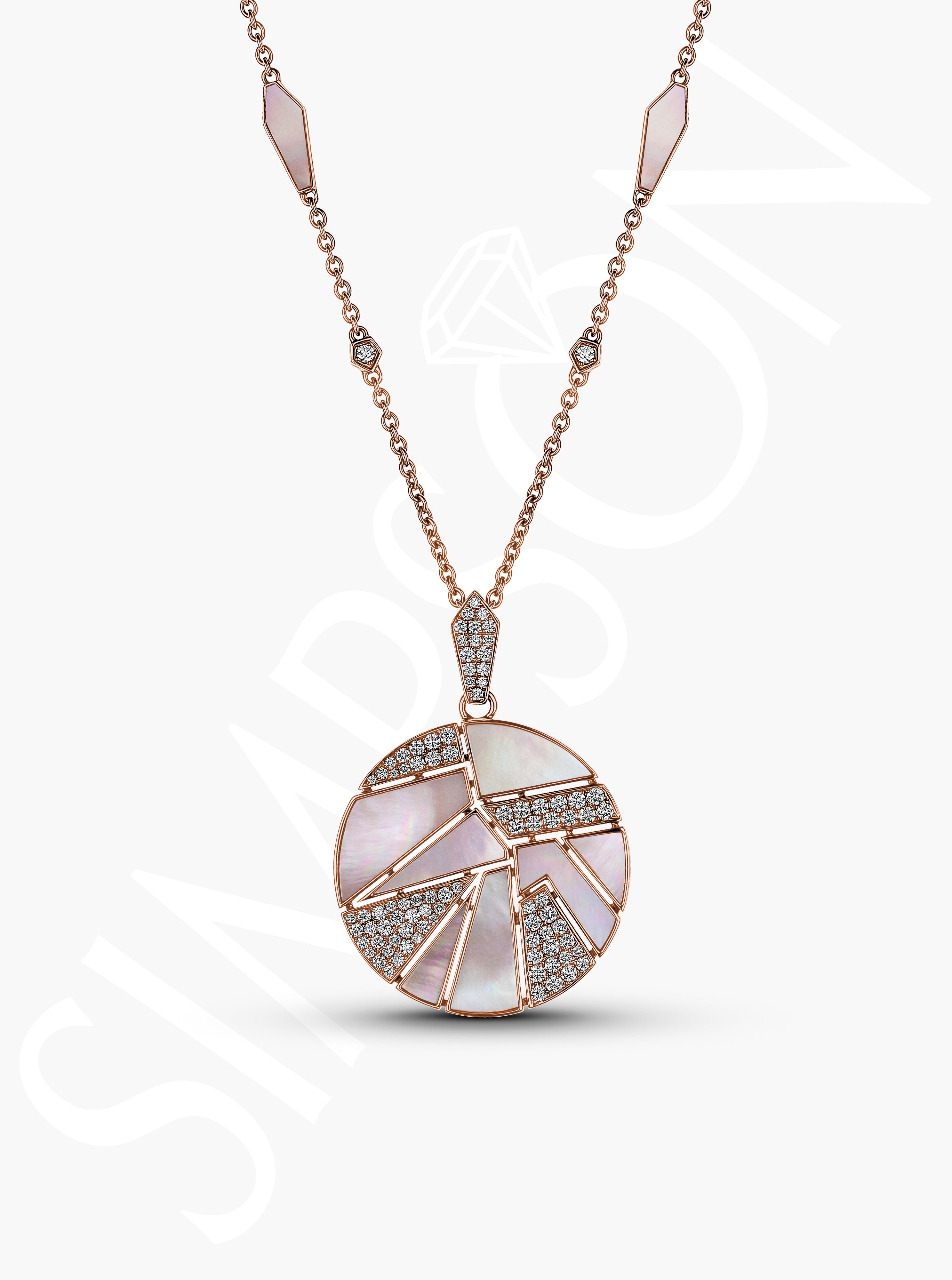 Mother-of-Pearl Mosaic Pendant Necklace