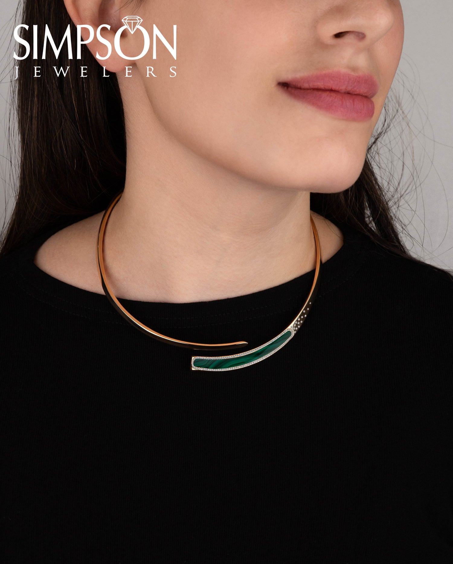 Malachite and Gold Choker Necklace