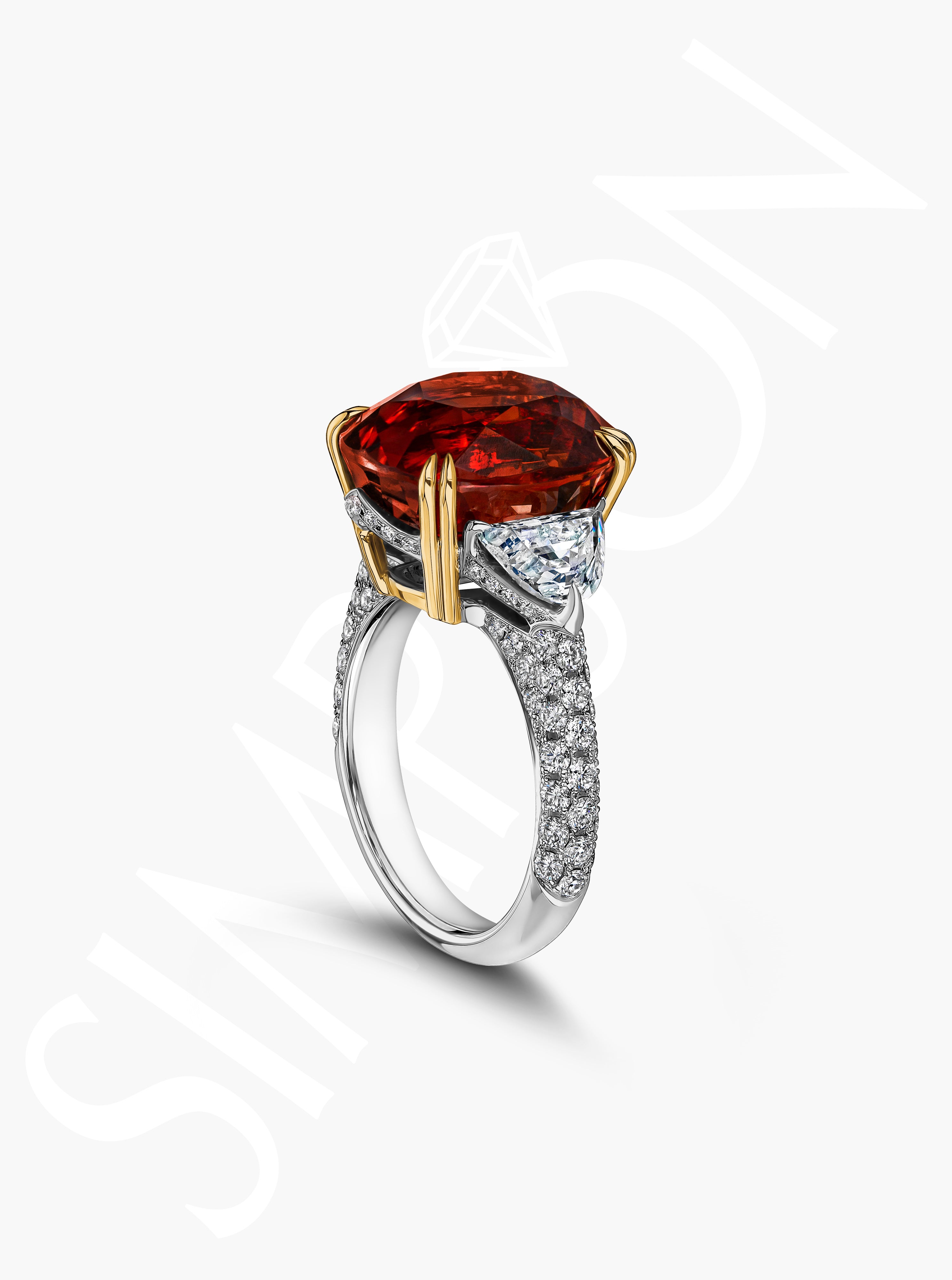 Orange Sapphire Ring