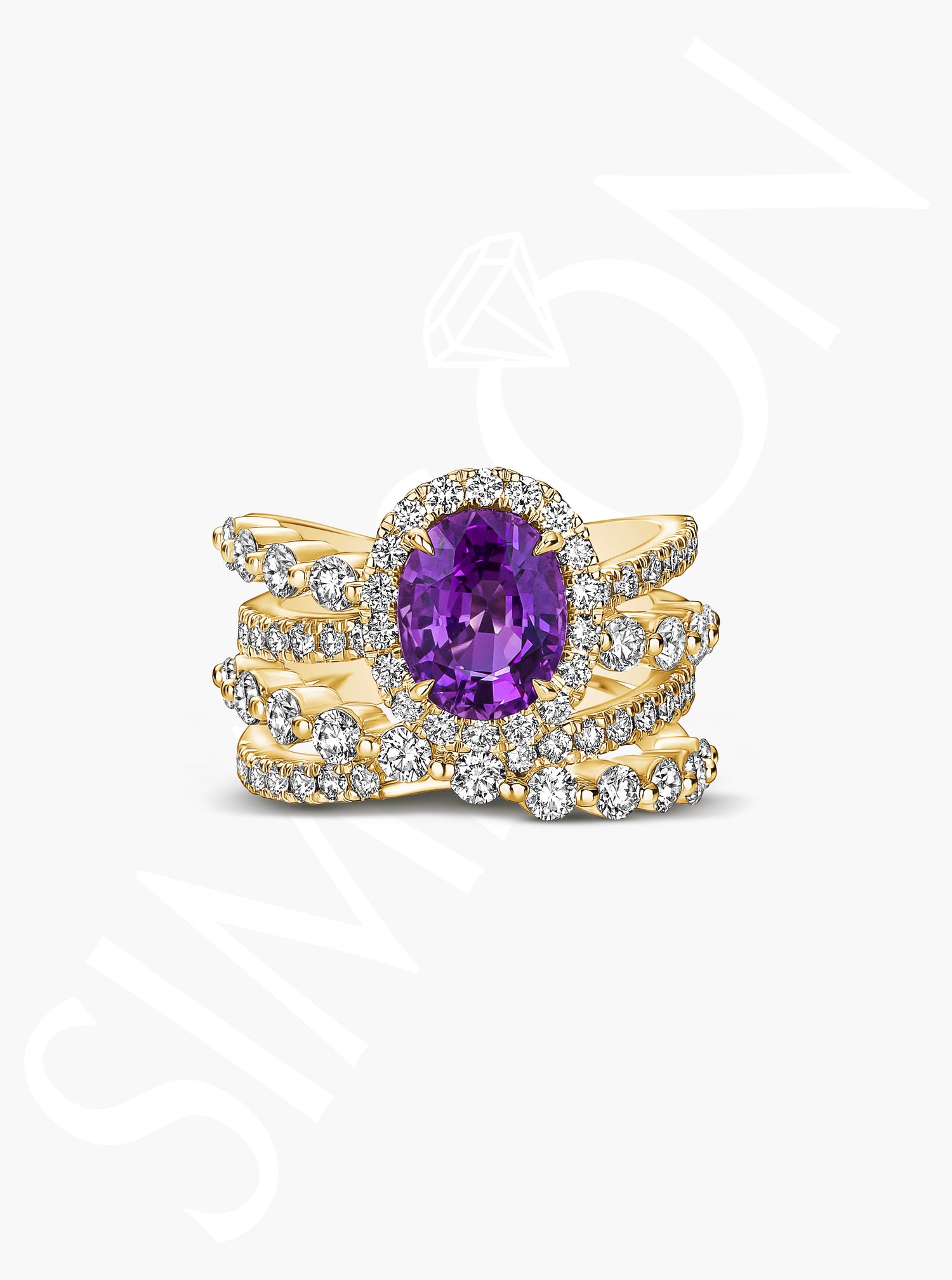 Purple Sapphire Diamond Ring