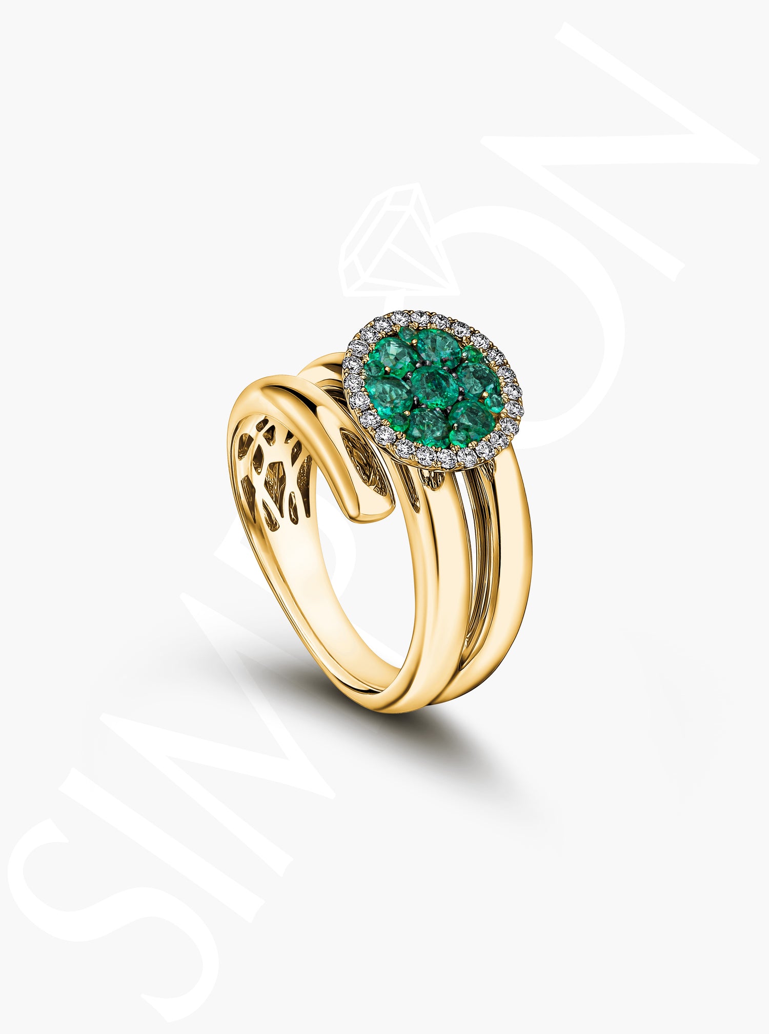 Emerald Cluster Halo Ring
