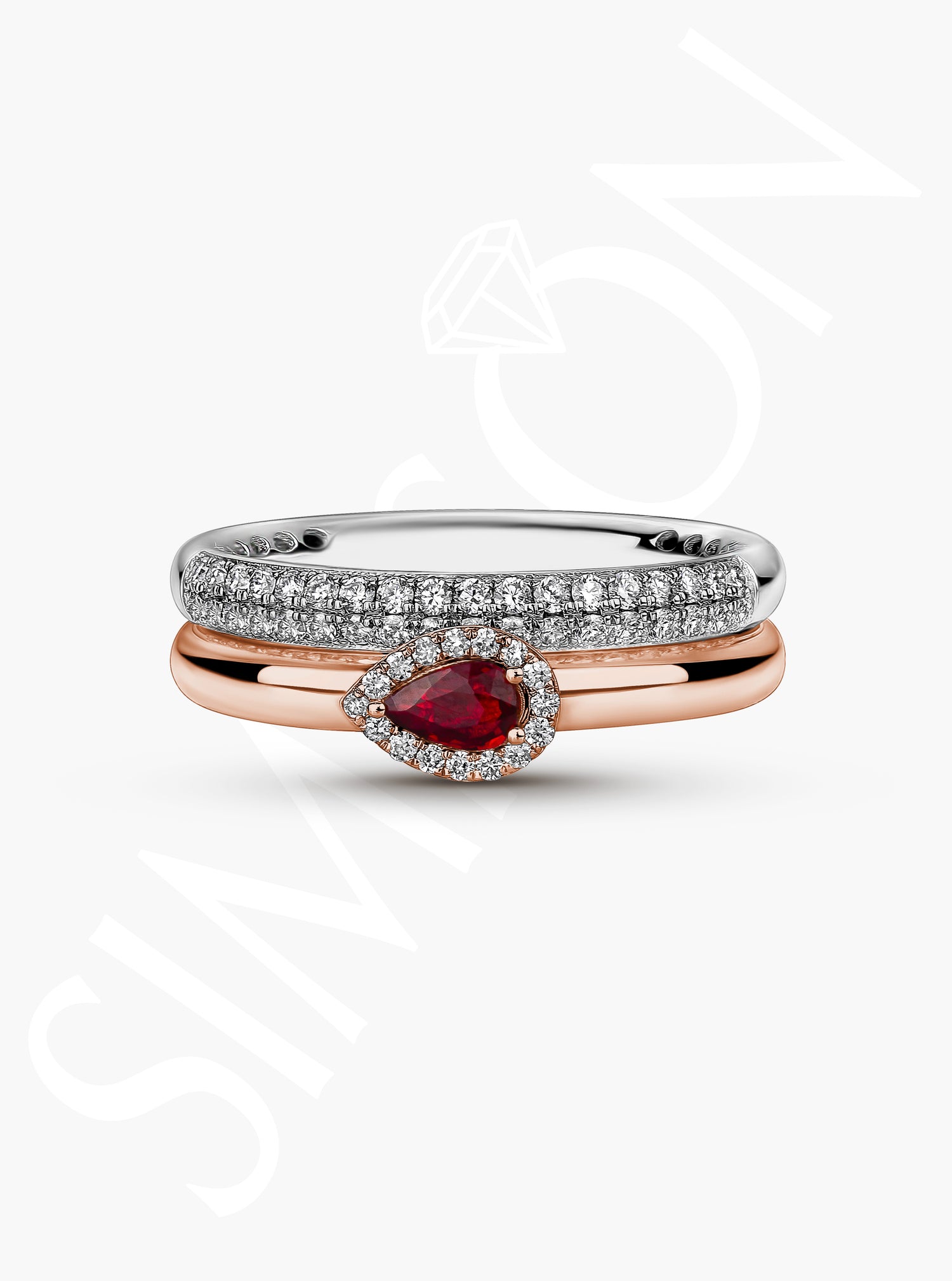 Two-Tone Ruby and Diamond Ring