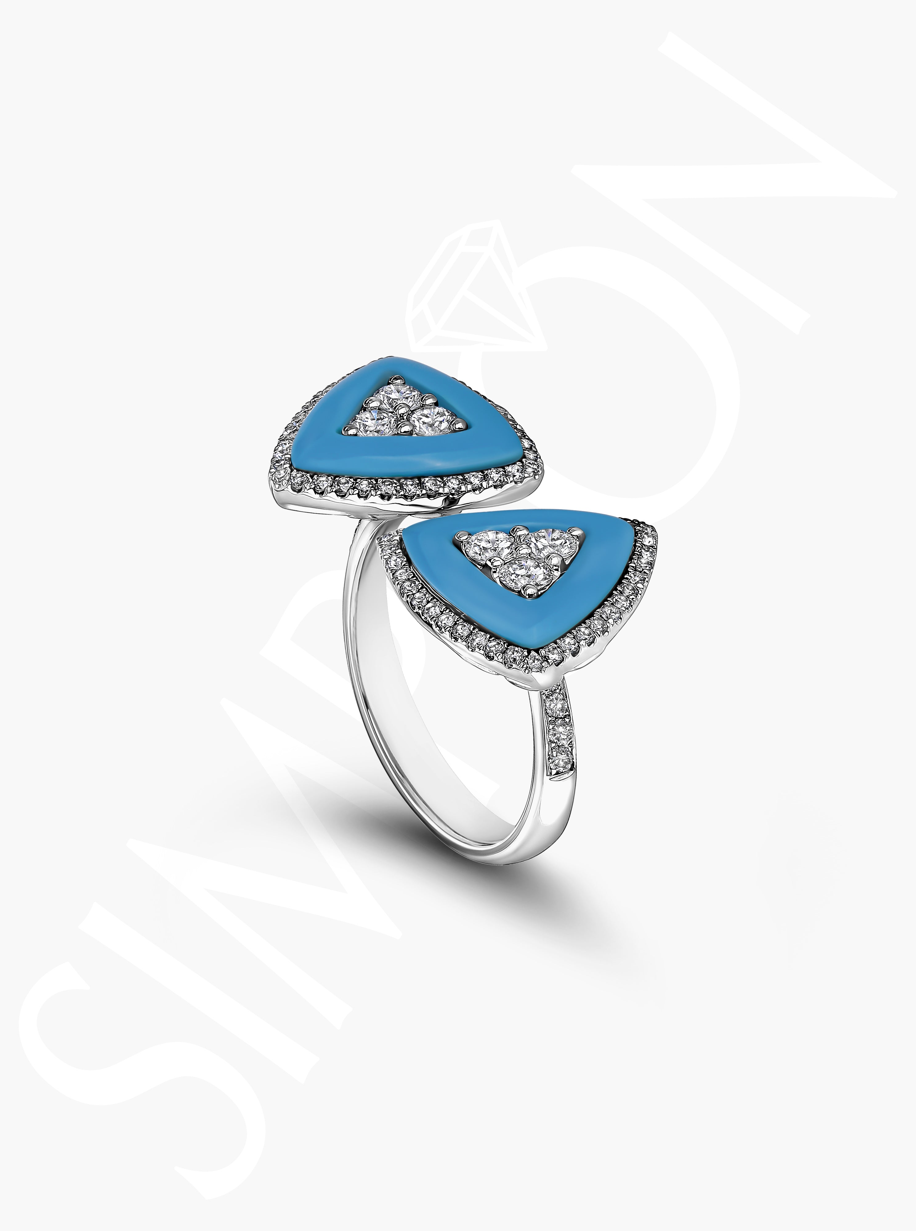 Turquoise Triangular Diamond RIng