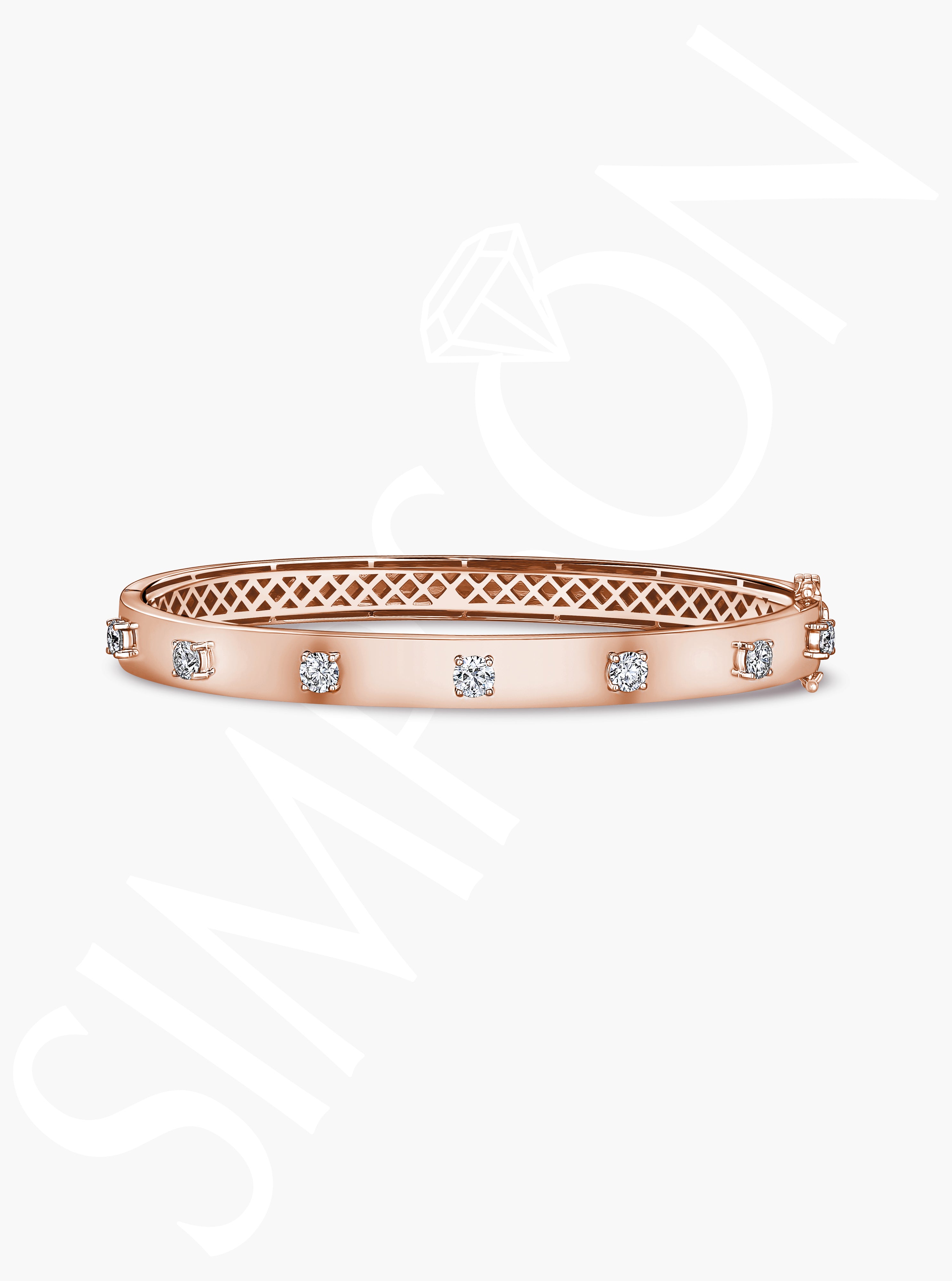 Rose Gold Bangle with Round Diamonds 