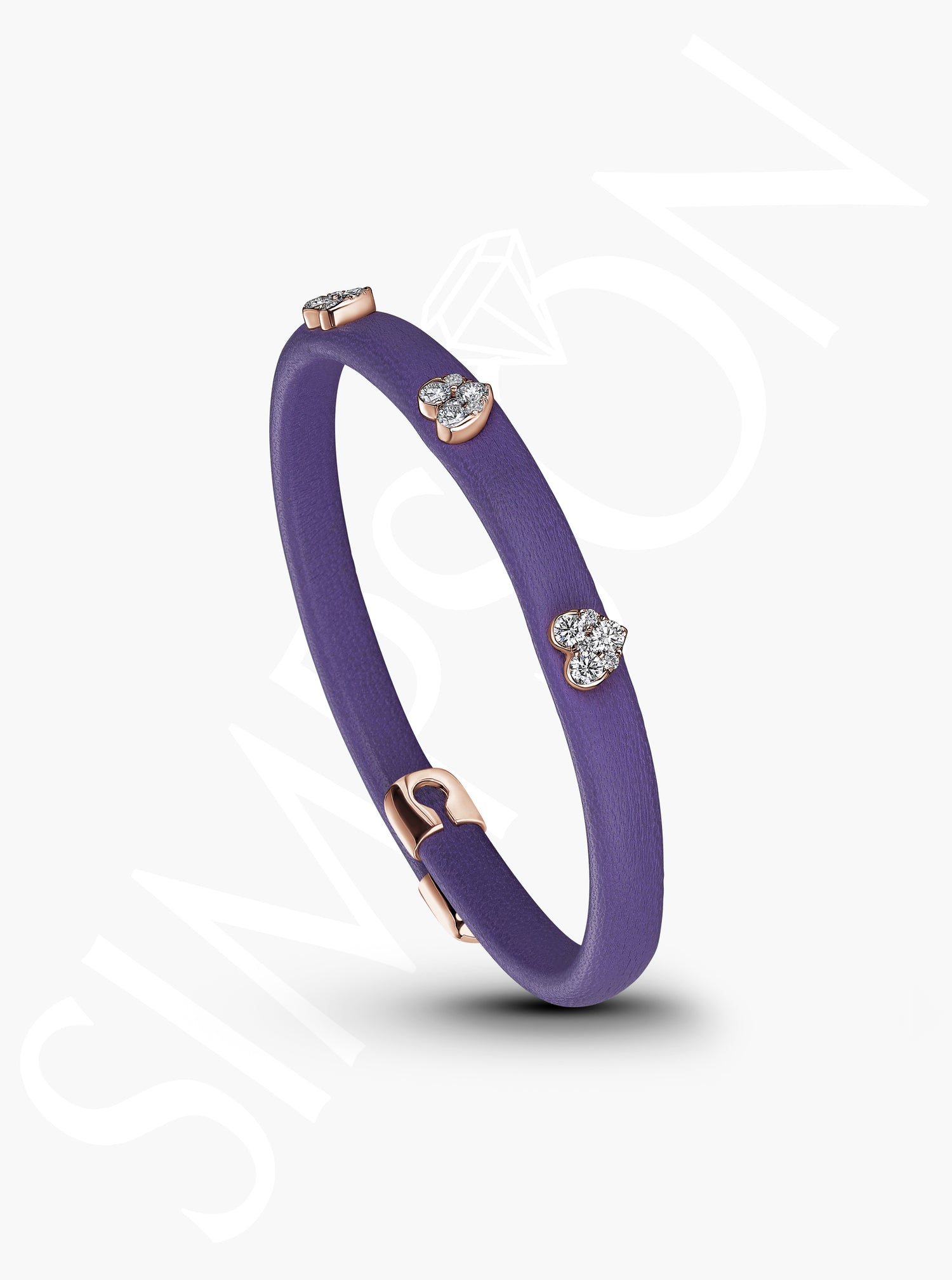 Purple Diamond Heart Bangle