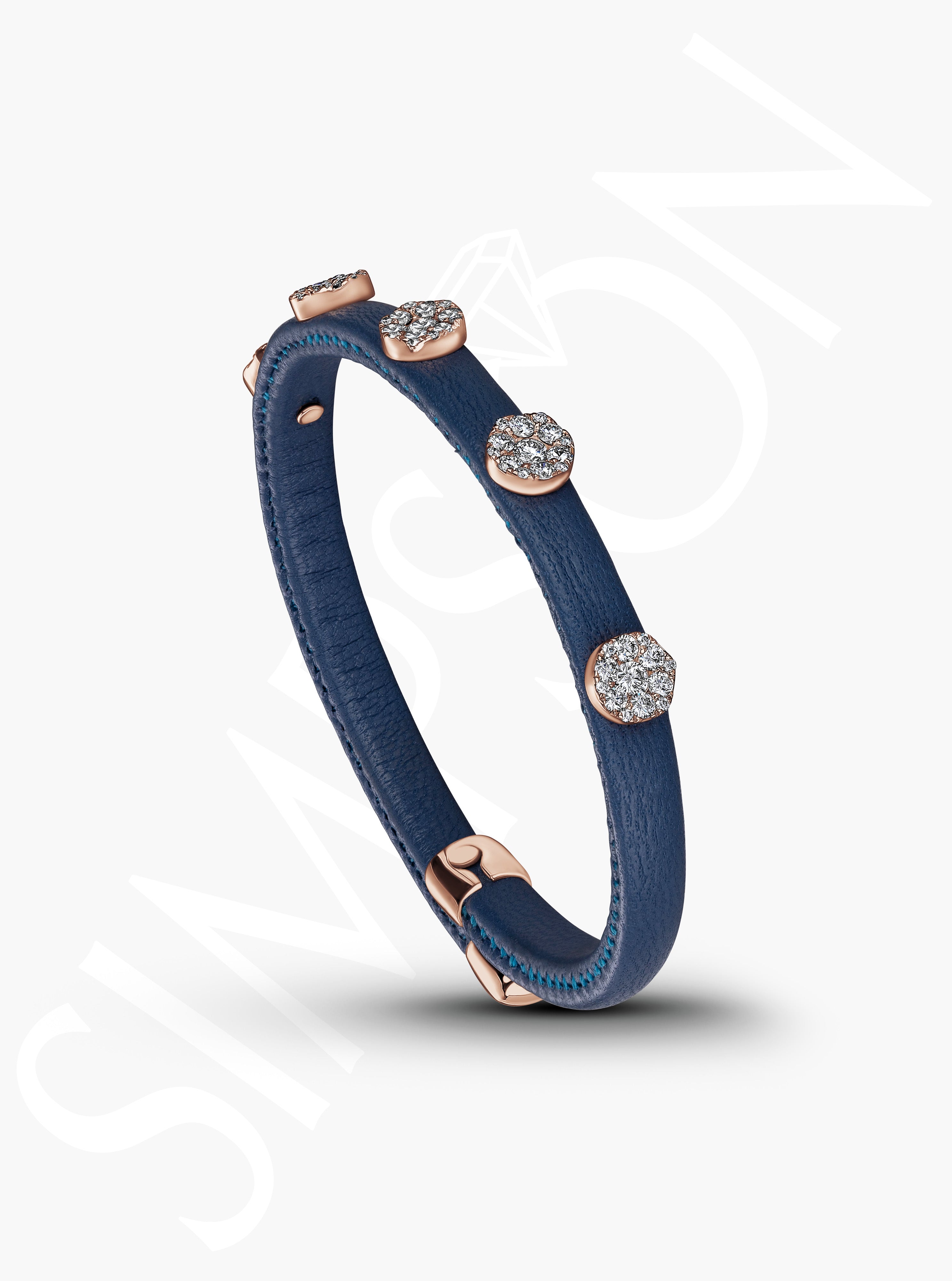 Navy Diamond Circle Bangle