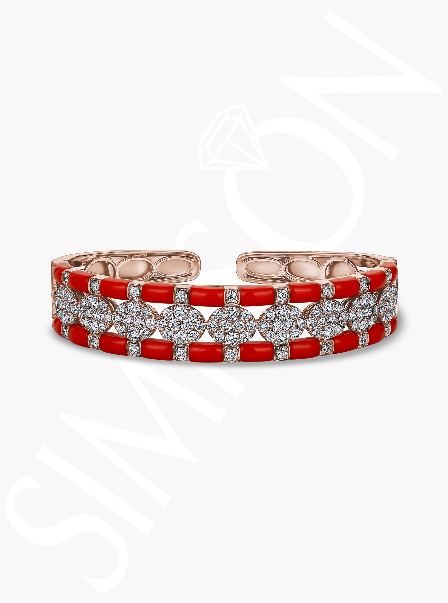 Red Ceramic and Diamond Bangle