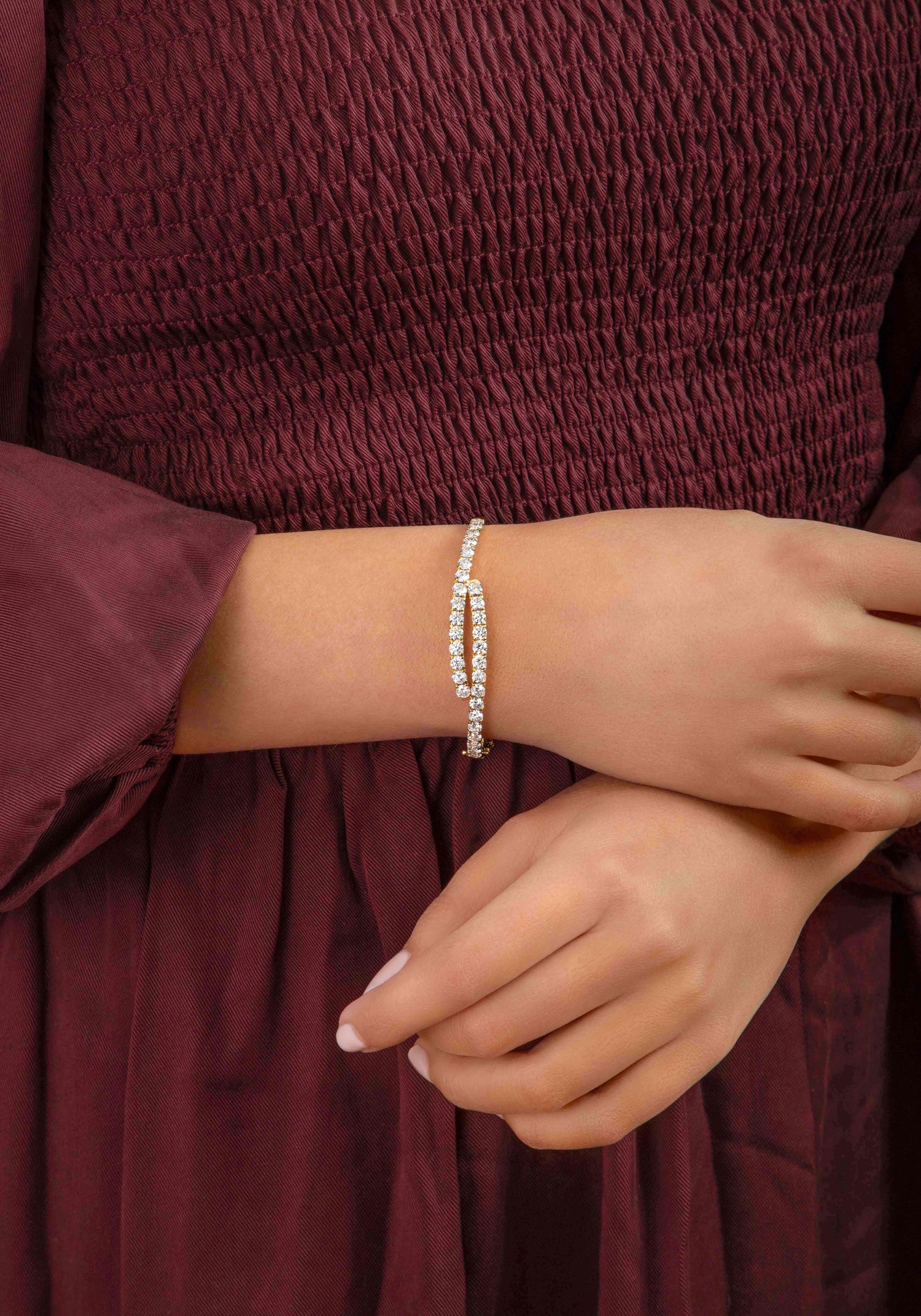 Overlapping Diamond Bangle