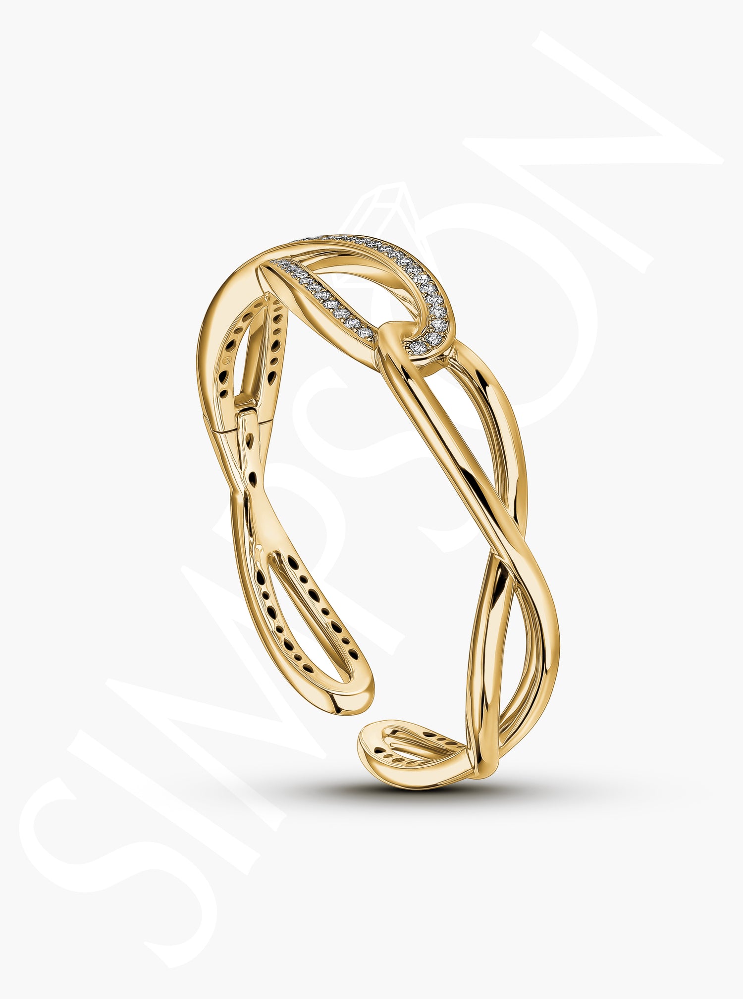 Gold Infinity Diamond Bangle