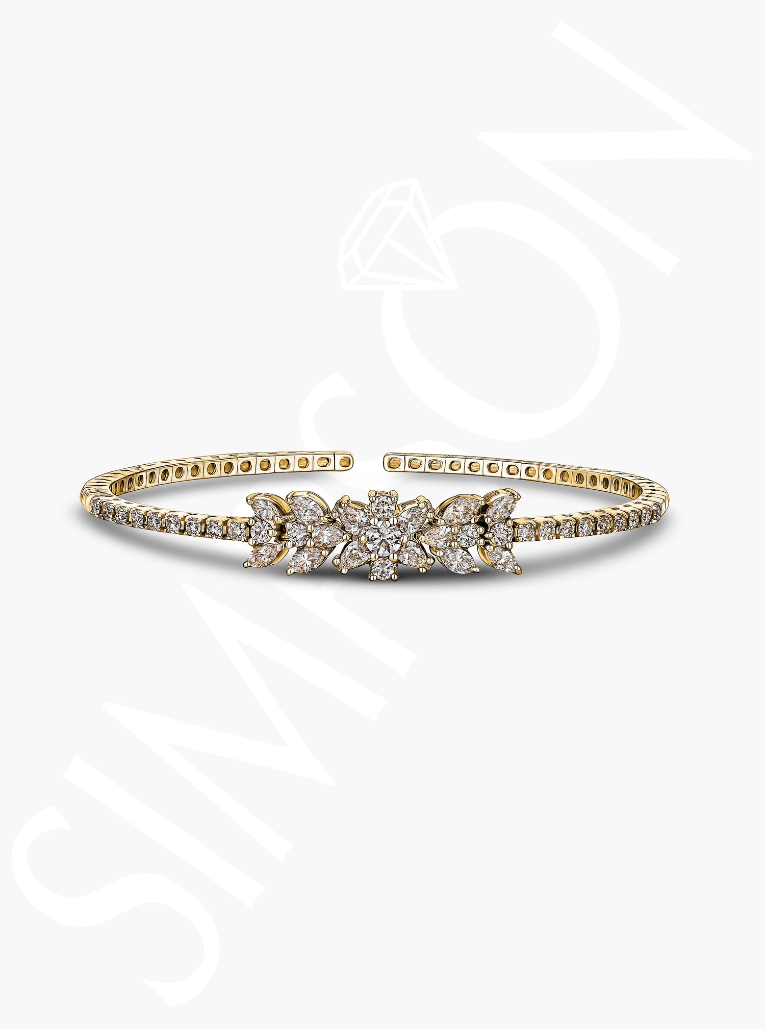 Diamond Motif Gold Bangle