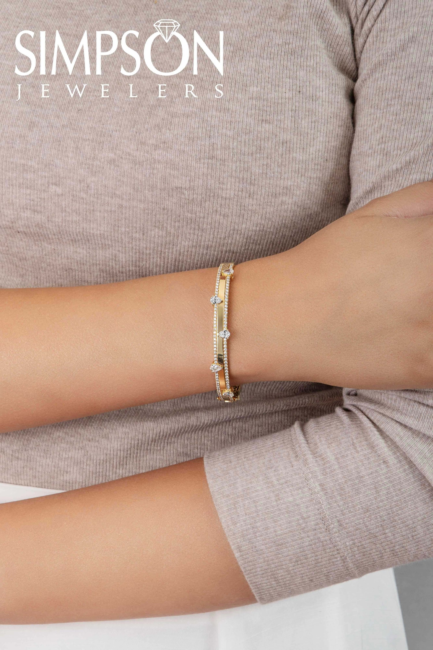 Pear-Shaped Diamond Accent Bangle