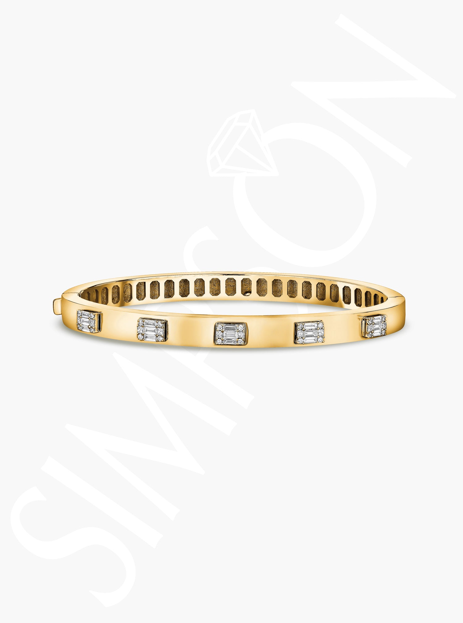 Gold Bangle with Diamond Accents