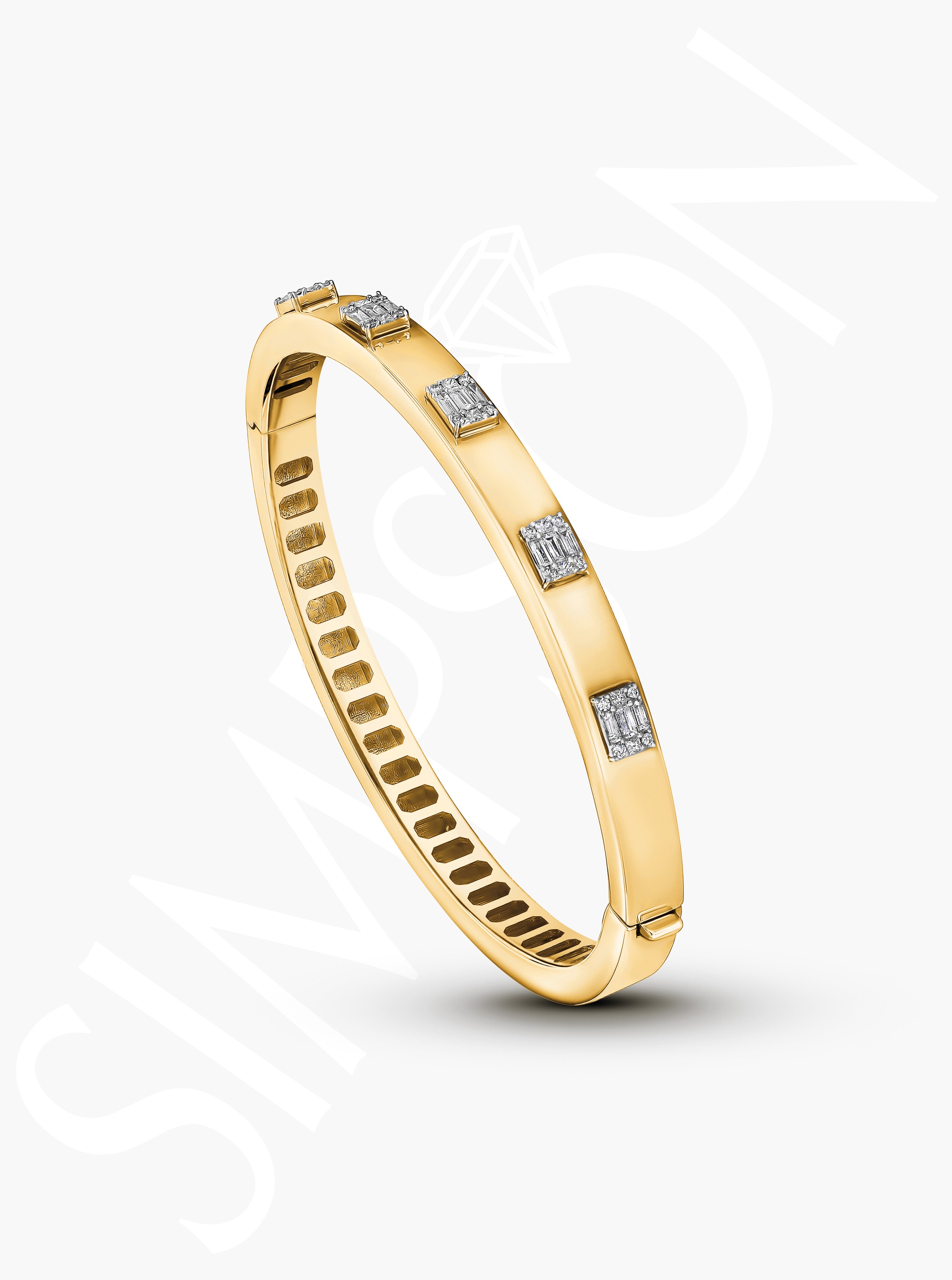 Gold Bangle with Diamond Accents