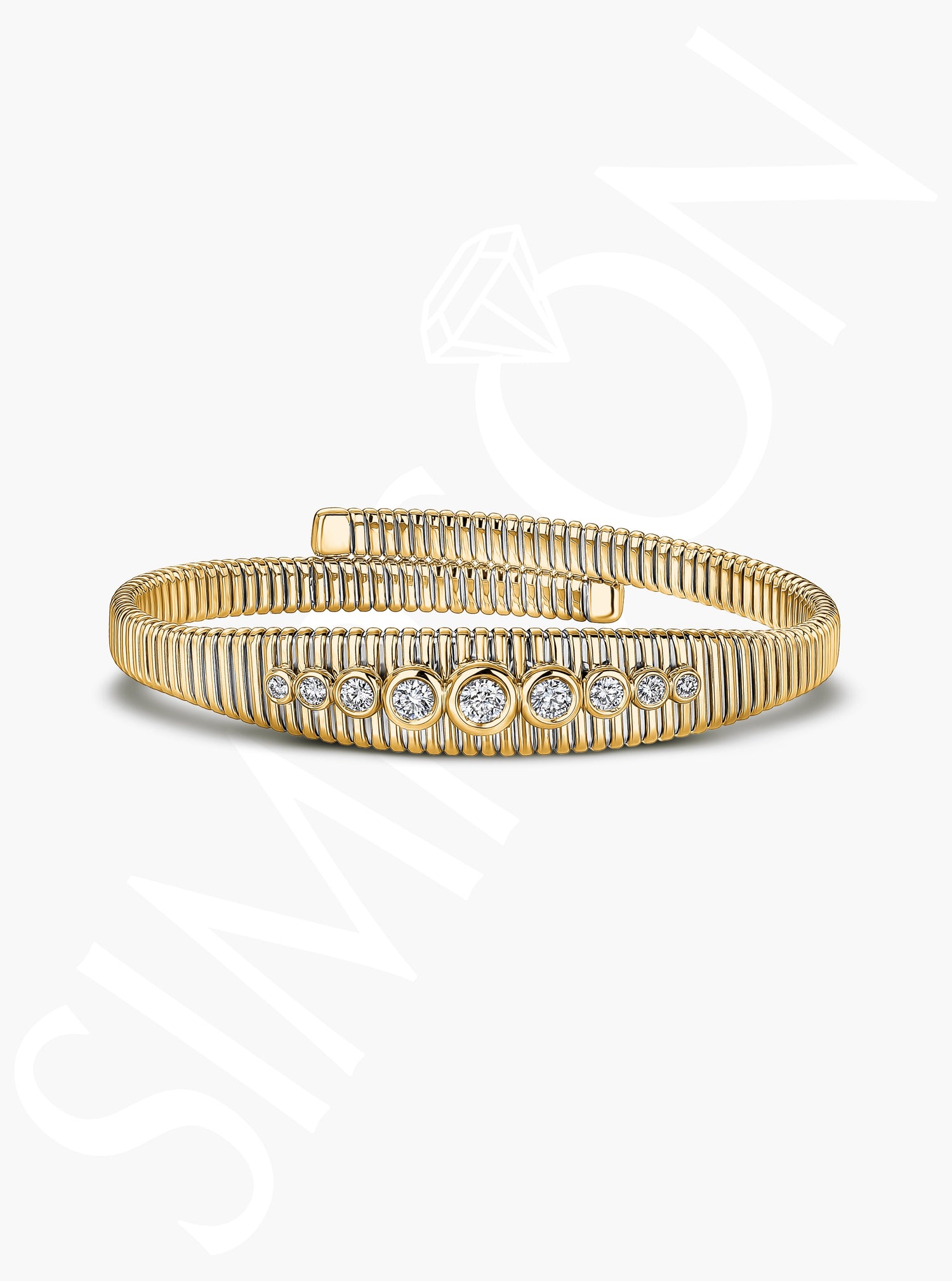 Gold Diamond Bangle with Graduated Stones