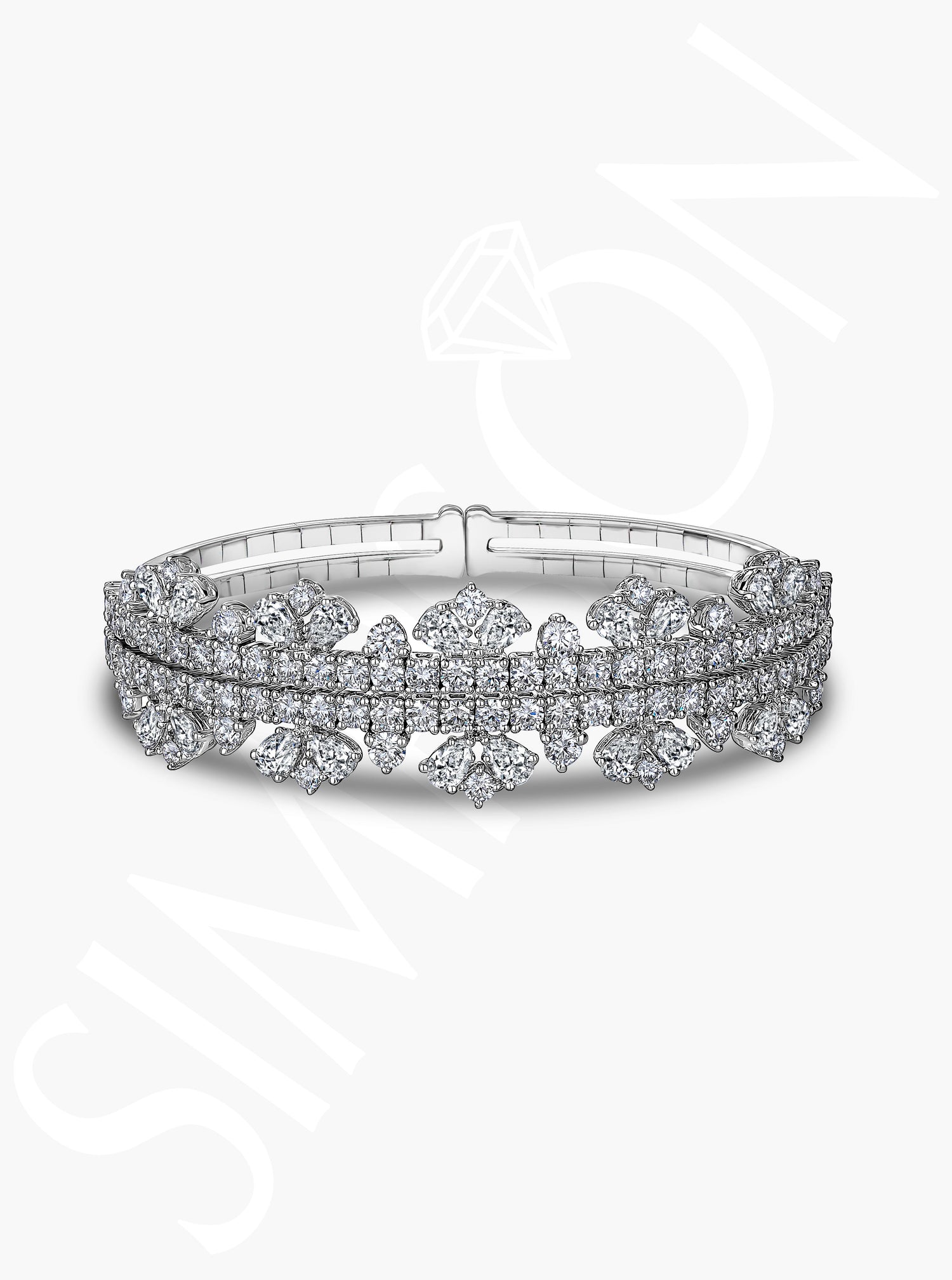 Diamond Floral Motif Bangle