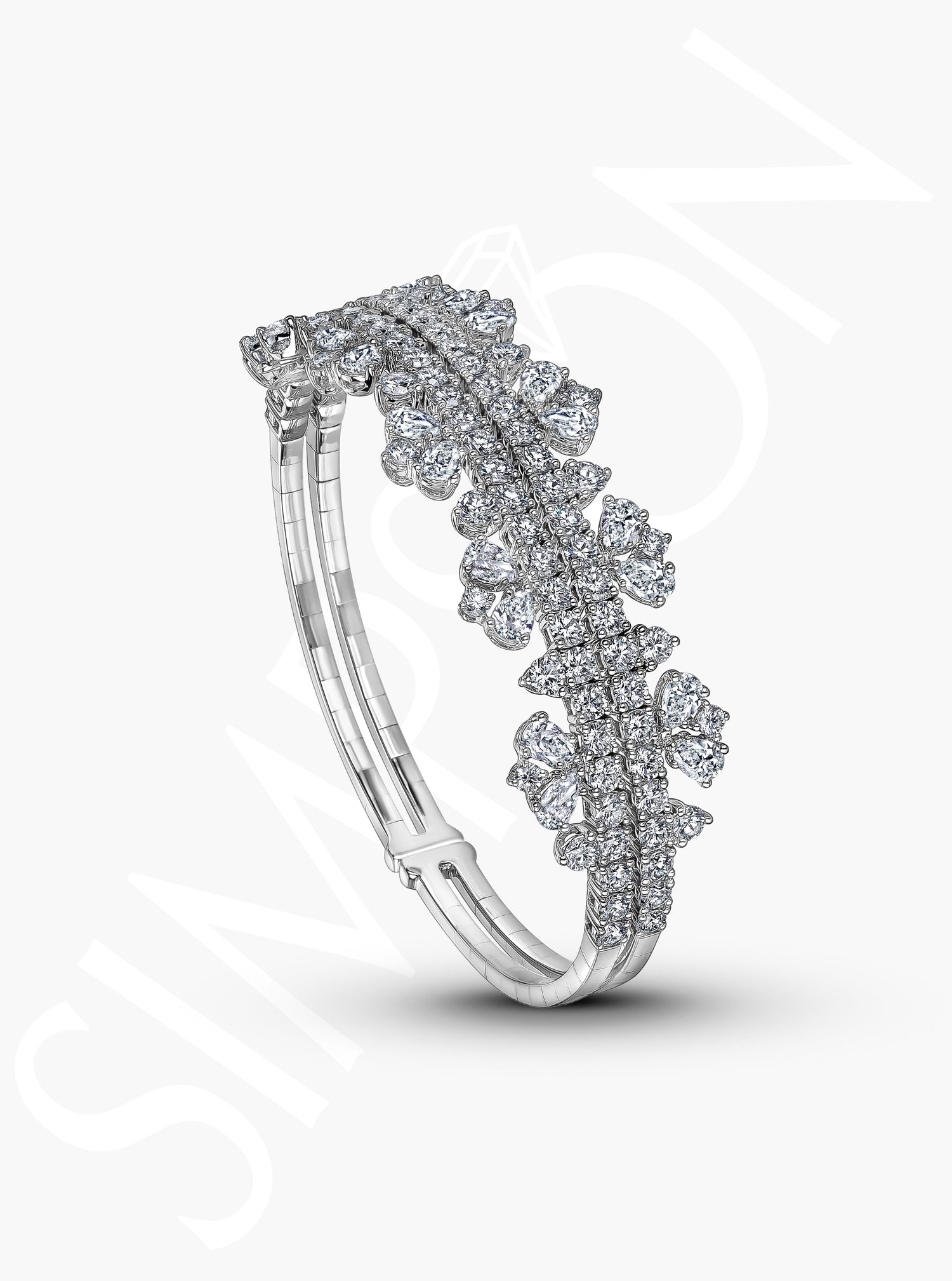 Diamond Floral Motif Bangle