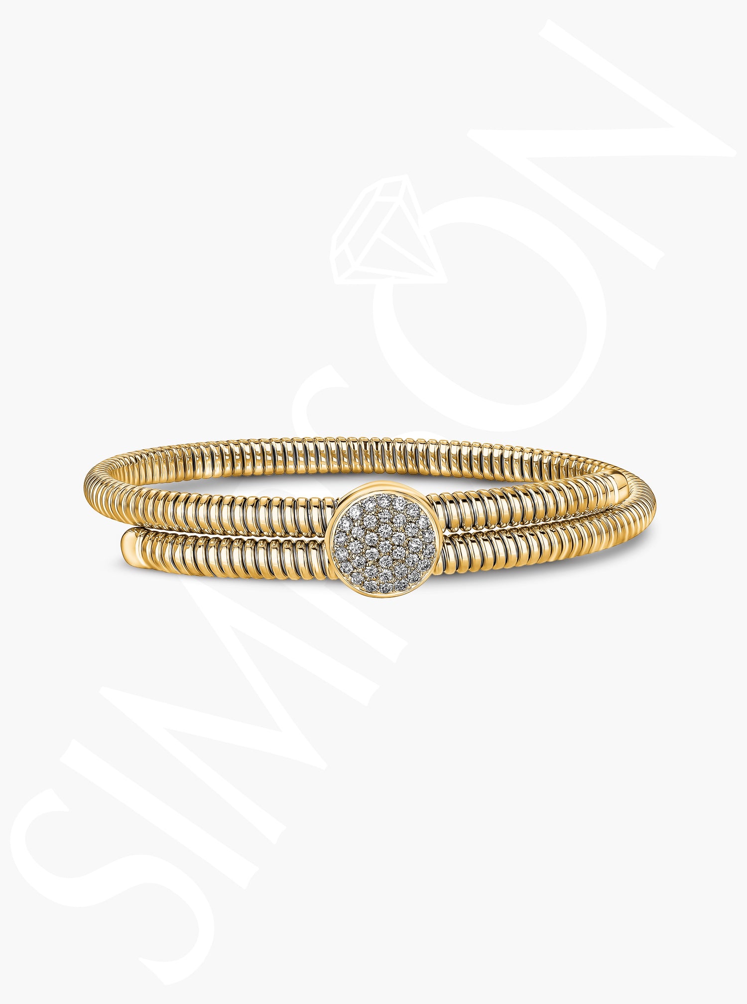 Flexible Coil Bangle with Diamond Pave Center