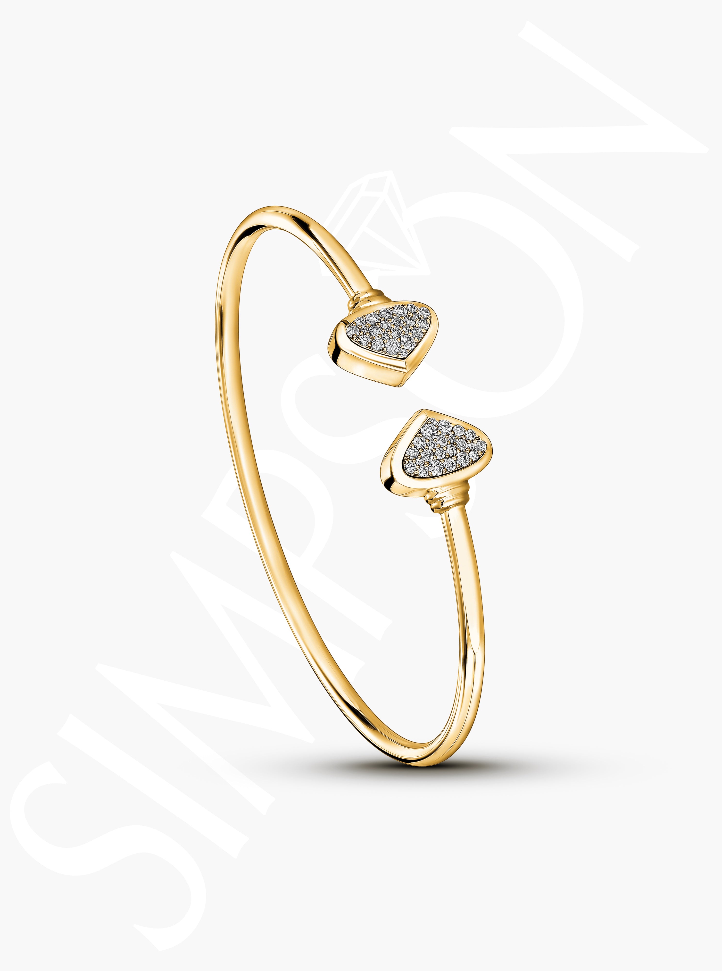 Open Bangle with Diamond Accents