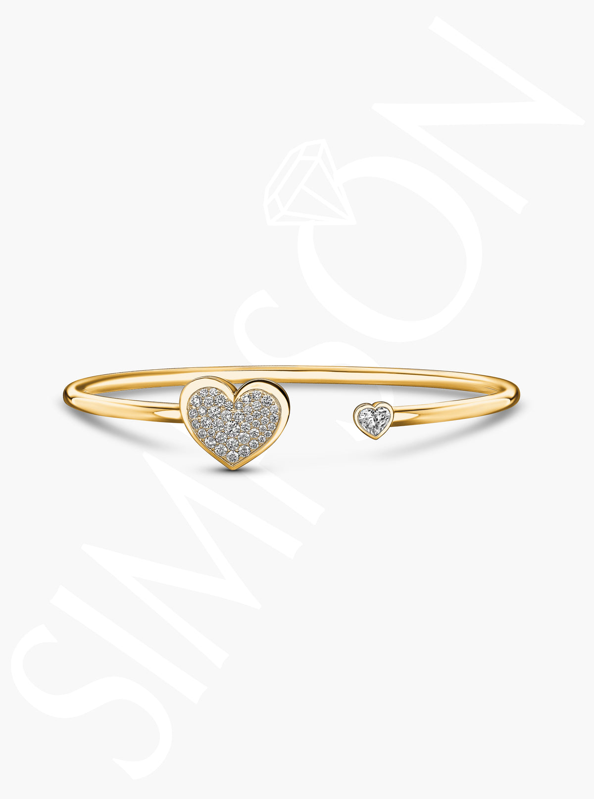 Pavé Diamond Heart Bangle | Simpson Jewelers
