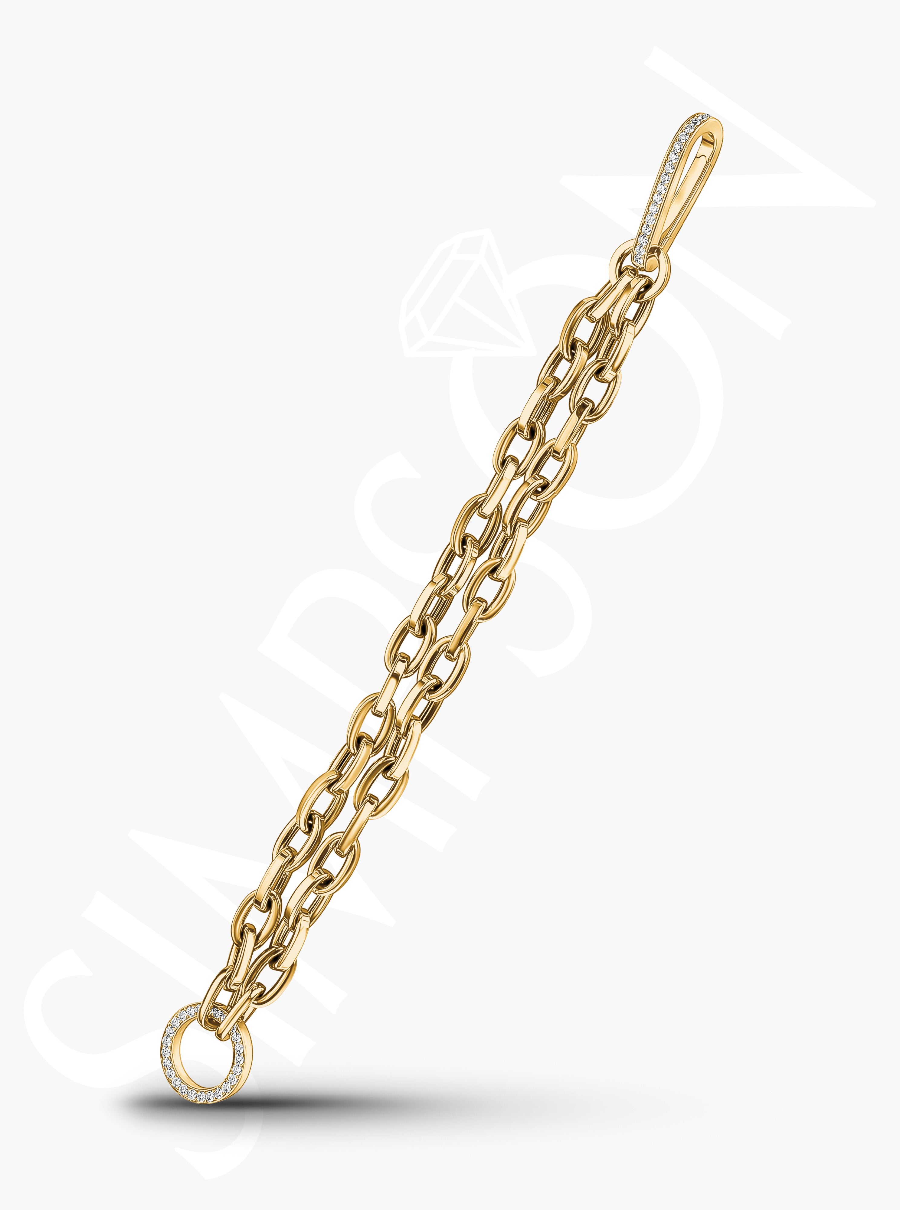 Diamond-Embellished Gold Link Bracelet