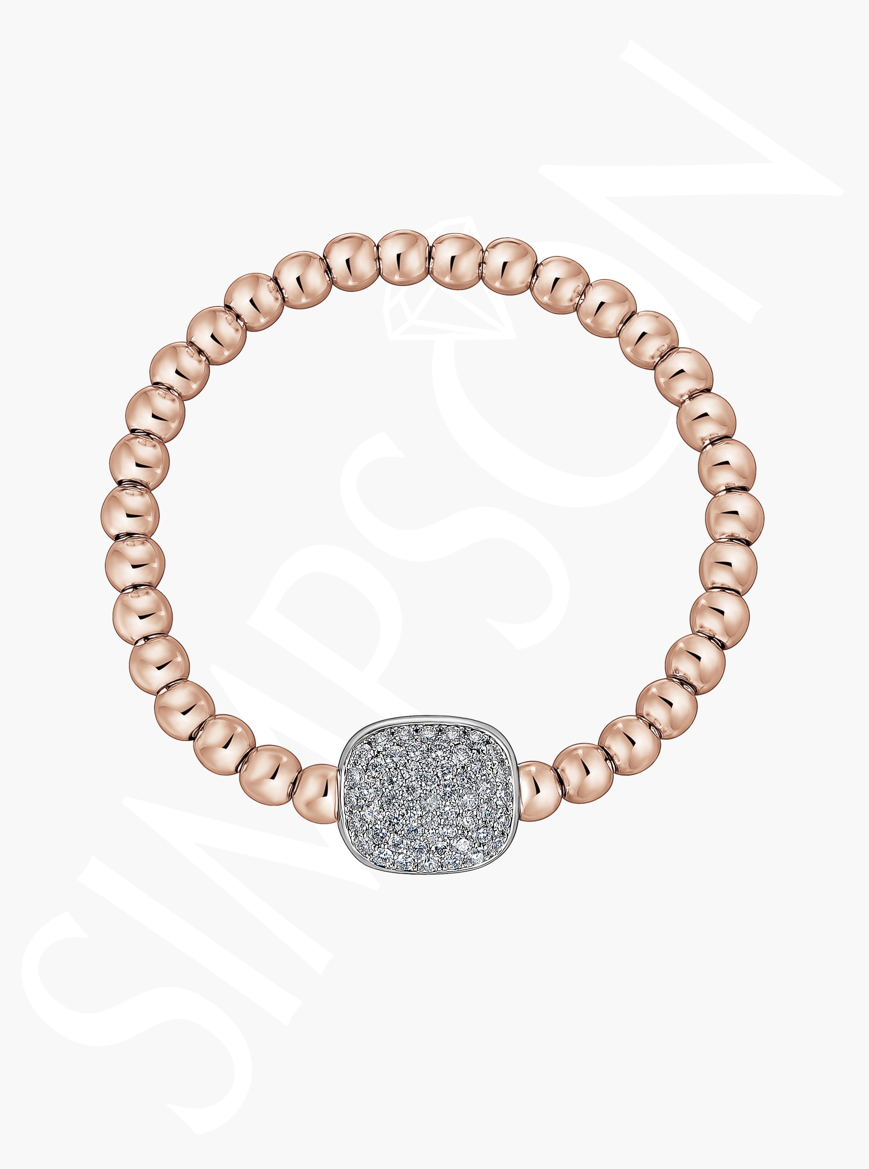 Pavé Diamond Square Stretch Bracelet