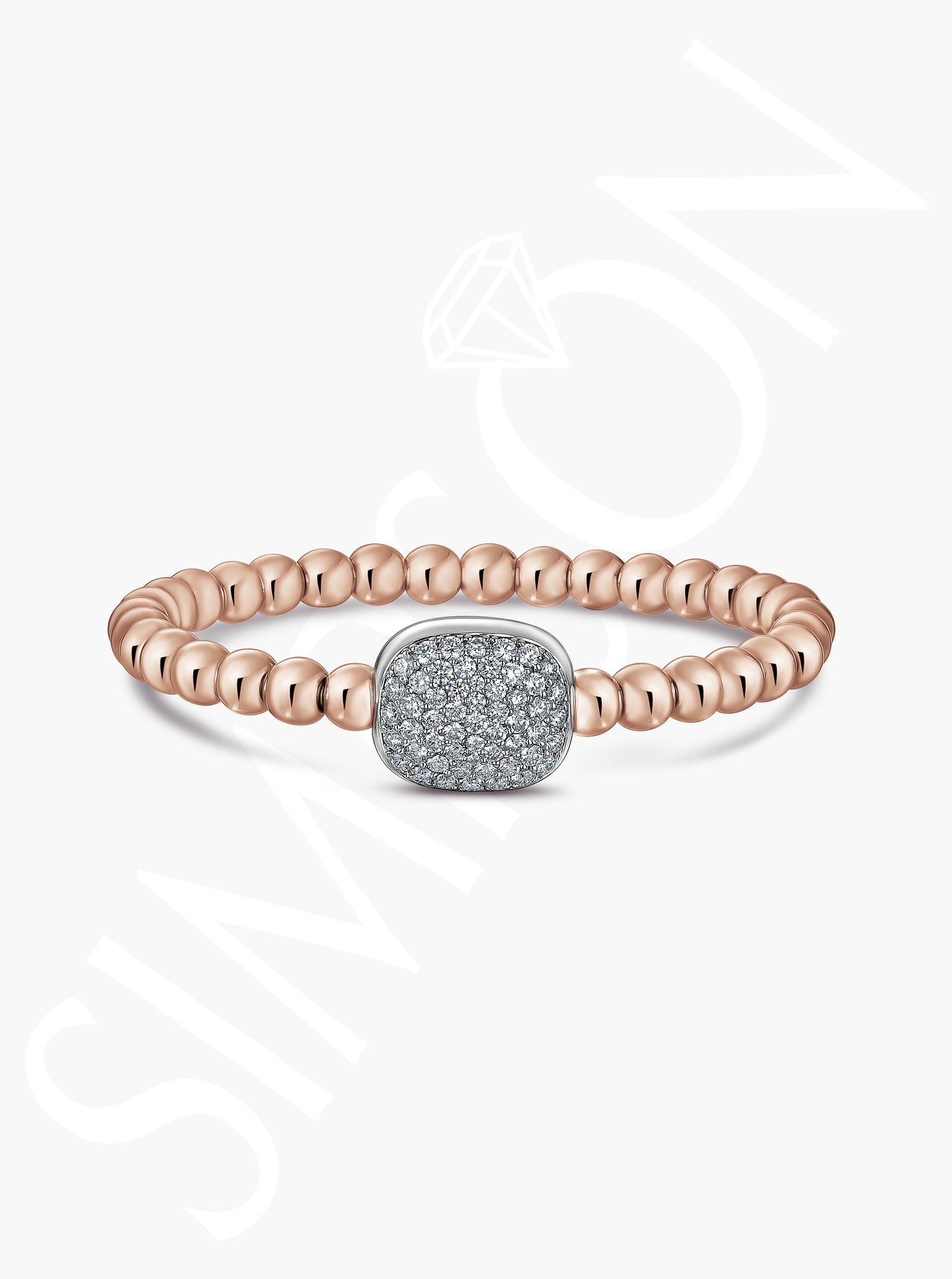 Pavé Diamond Square Stretch Bracelet