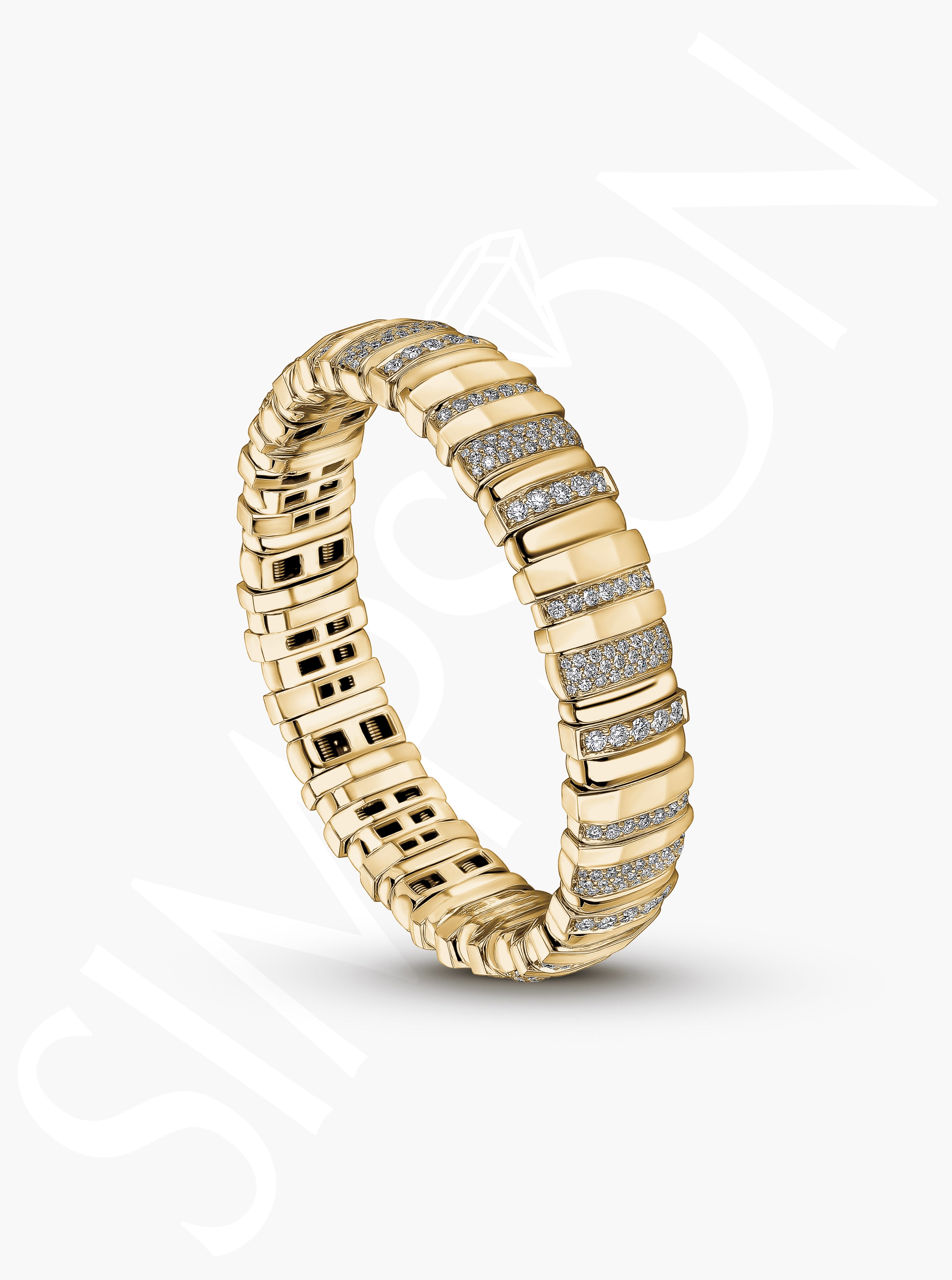 Gold and Diamond Stretch Bracelet