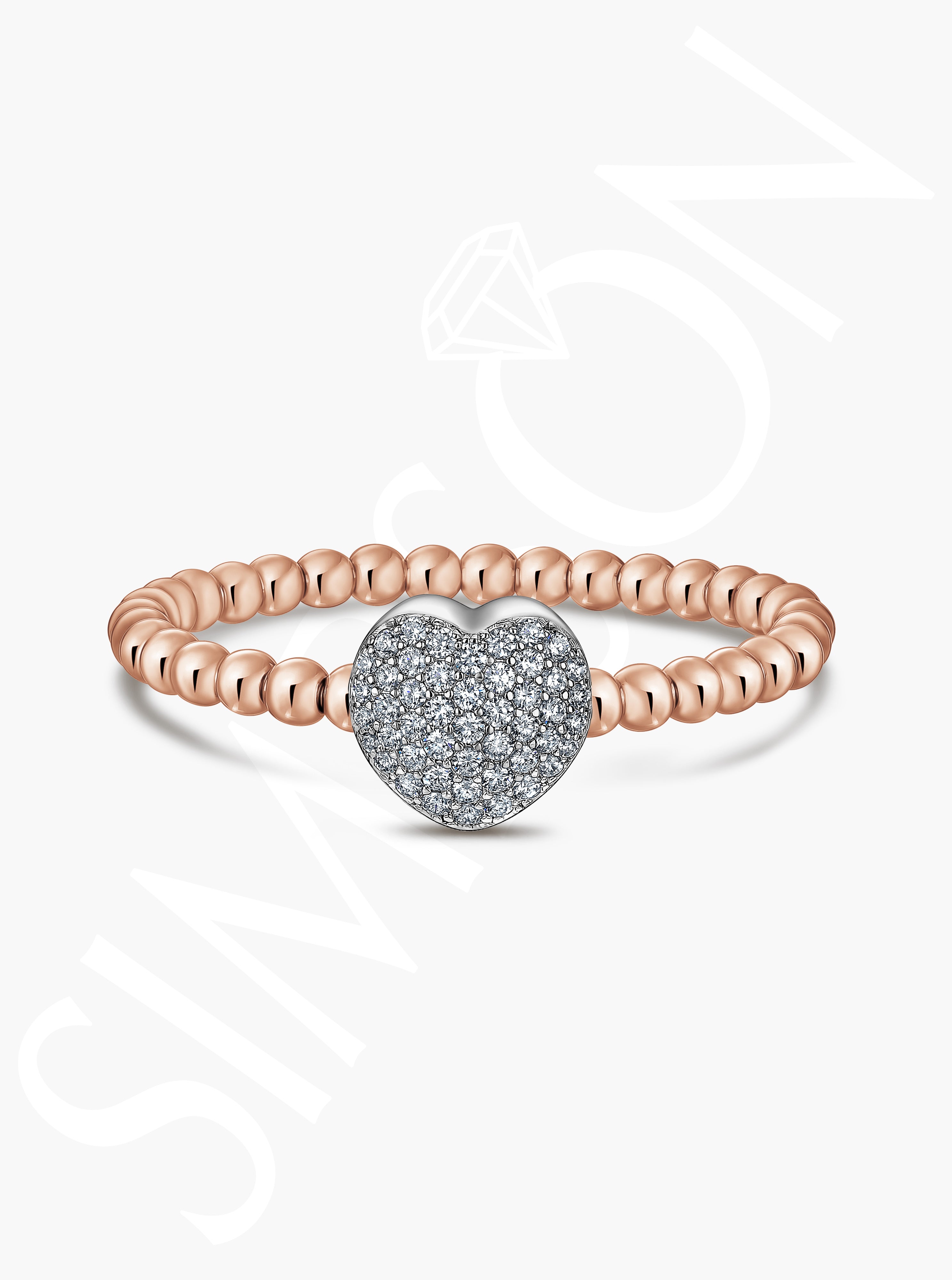 Pavé Diamond Heart Stretch Bracelet