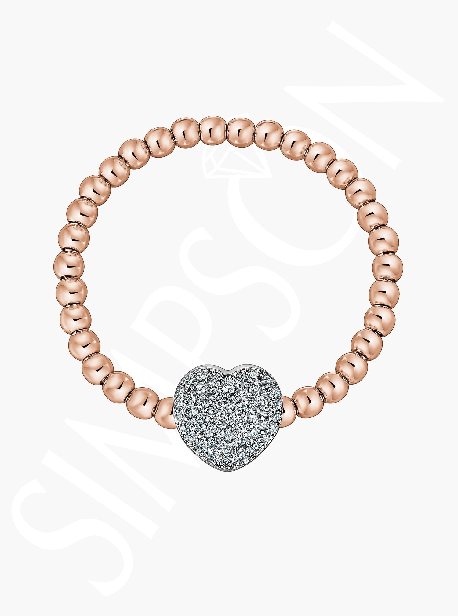 Pavé Diamond Heart Stretch Bracelet