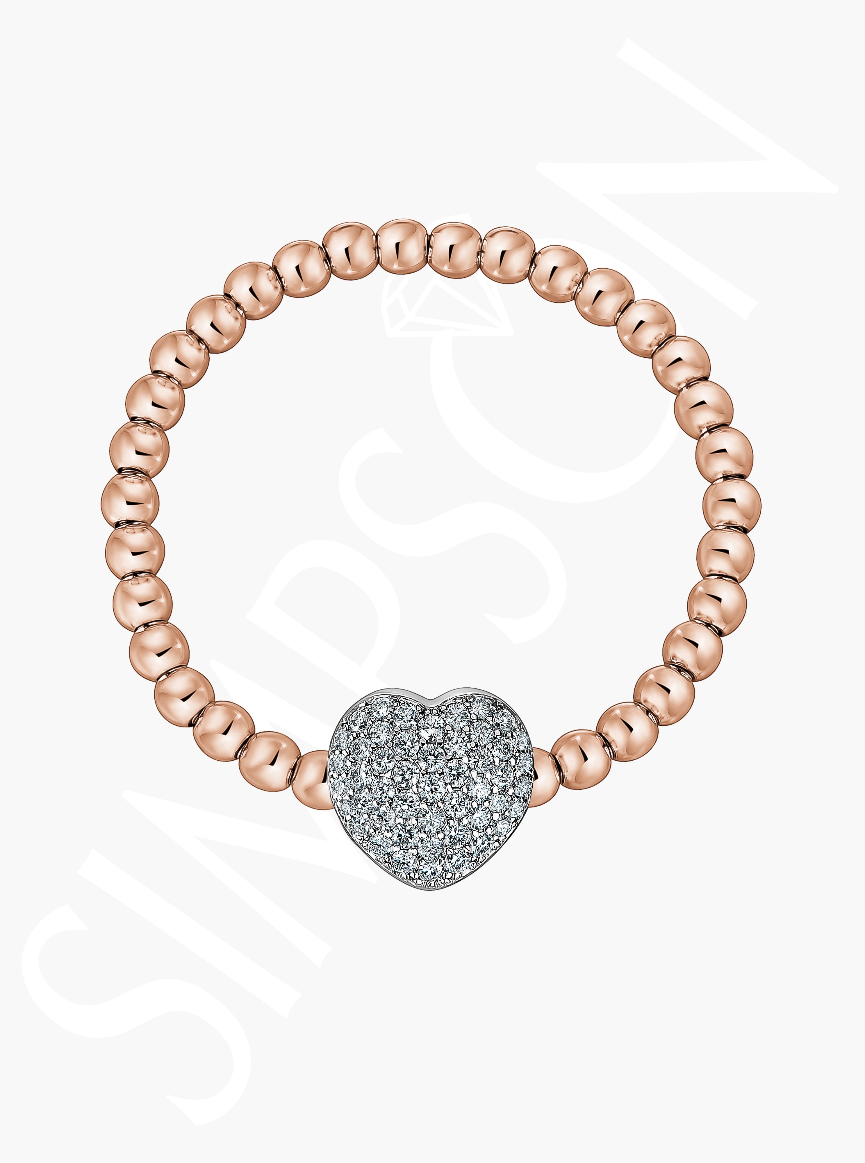 Pavé Diamond Heart Stretch Bracelet