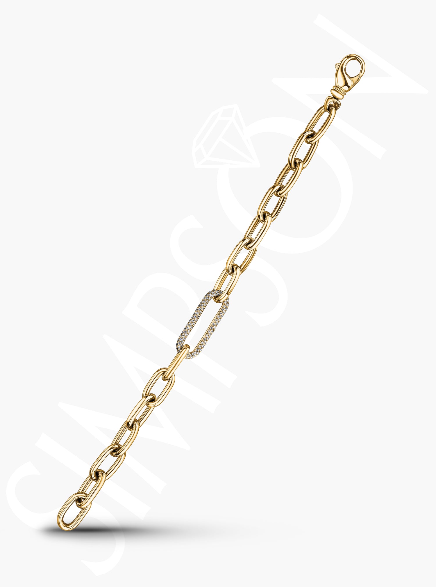 Paperclip Chain Bracelet with Diamond Accent Link