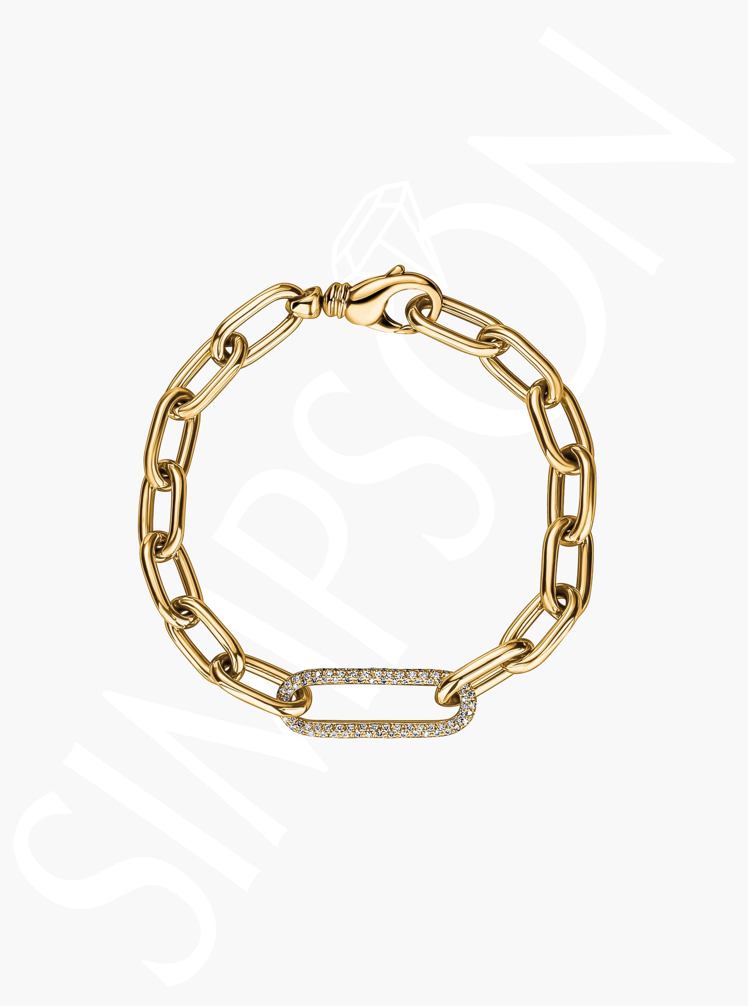 Paperclip Chain Bracelet with Diamond Accent Link