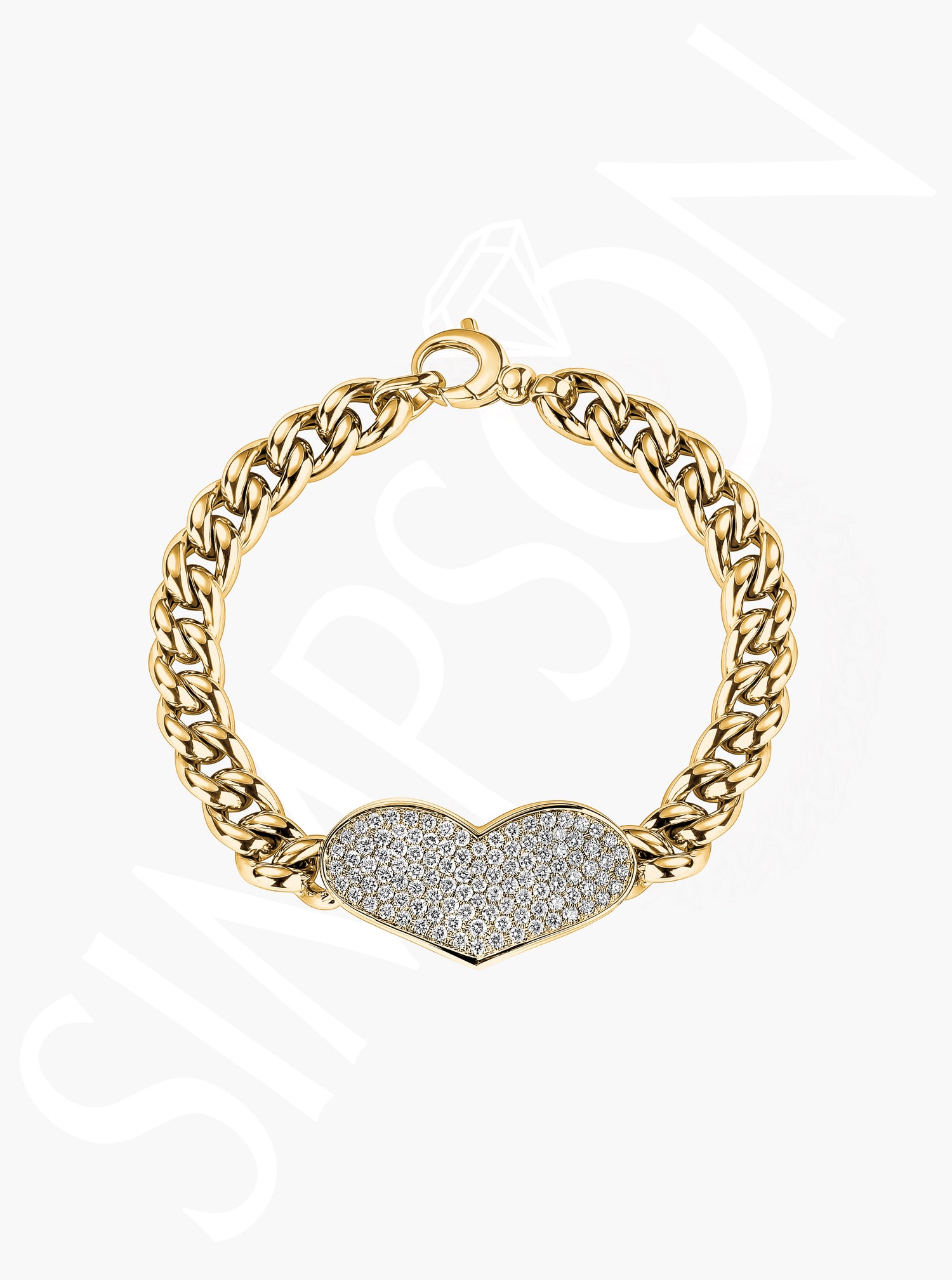 Pavé Diamond Heart Link Bracelet