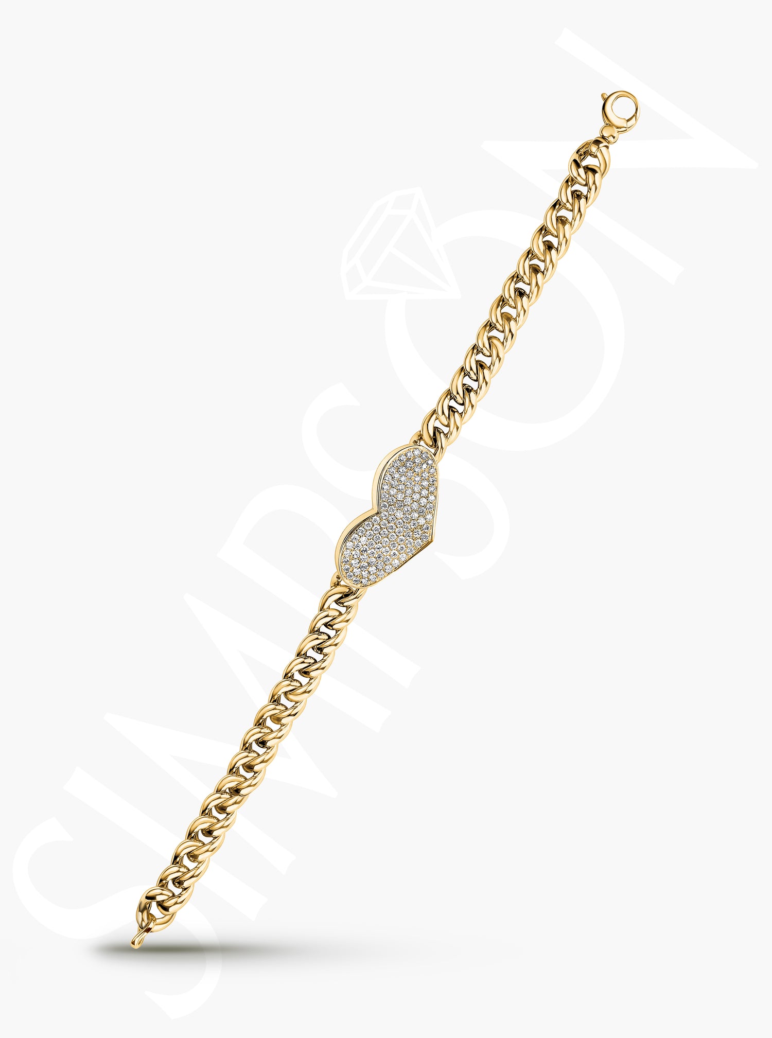 Pavé Diamond Heart Link Bracelet