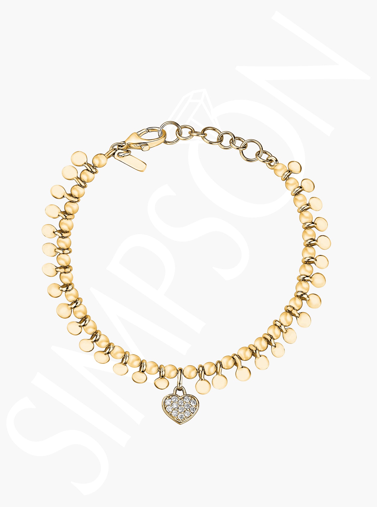 Diamond Heart Charm Bracelet